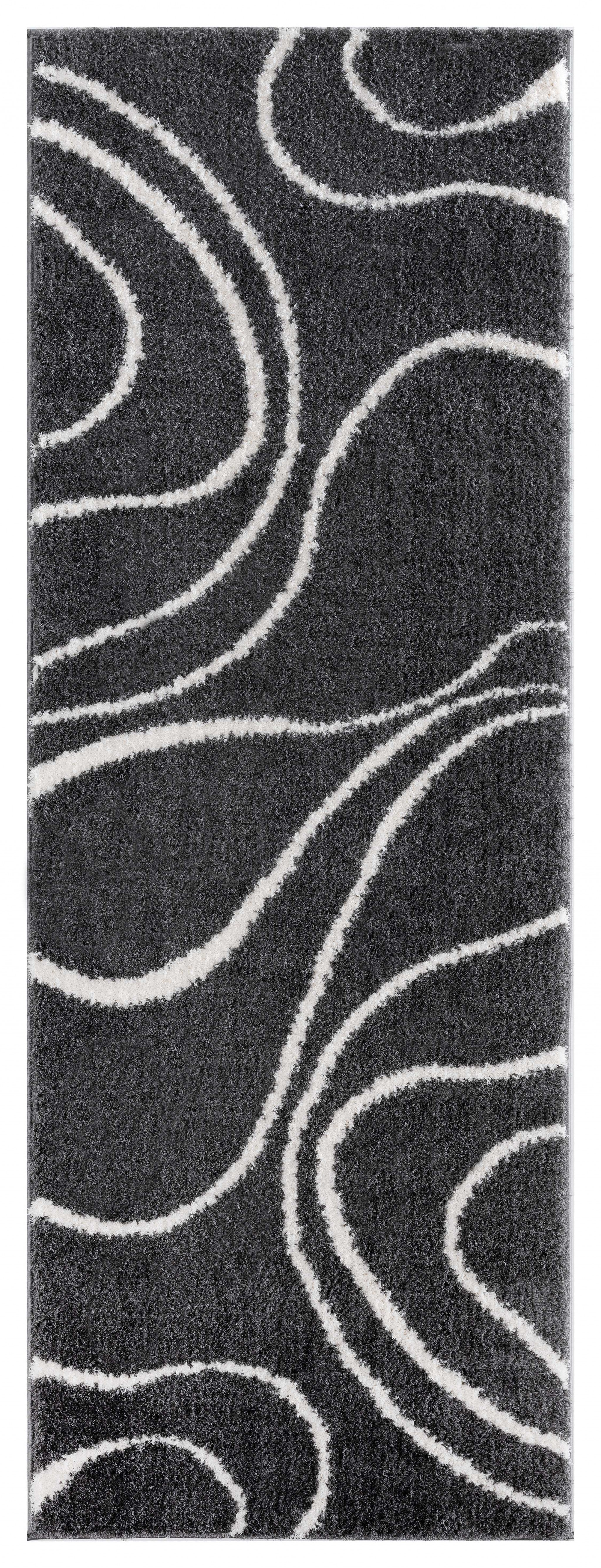 31" x 86" White Microfiber Polyester Runner Rug