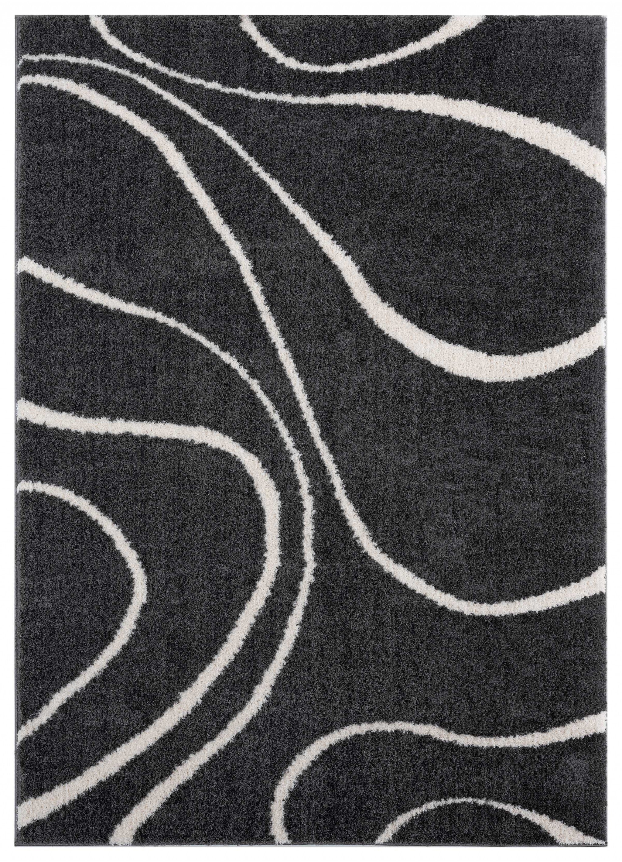 63" x 86" White Microfiber Polyester Area Rug