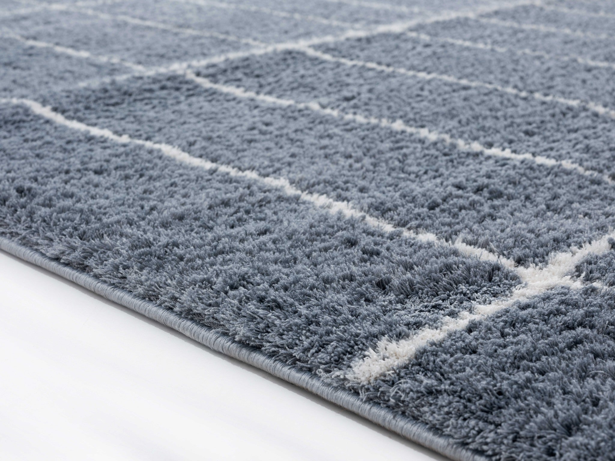 94" x 126" Blue / Grey Microfiber Polyester Oversize Rug