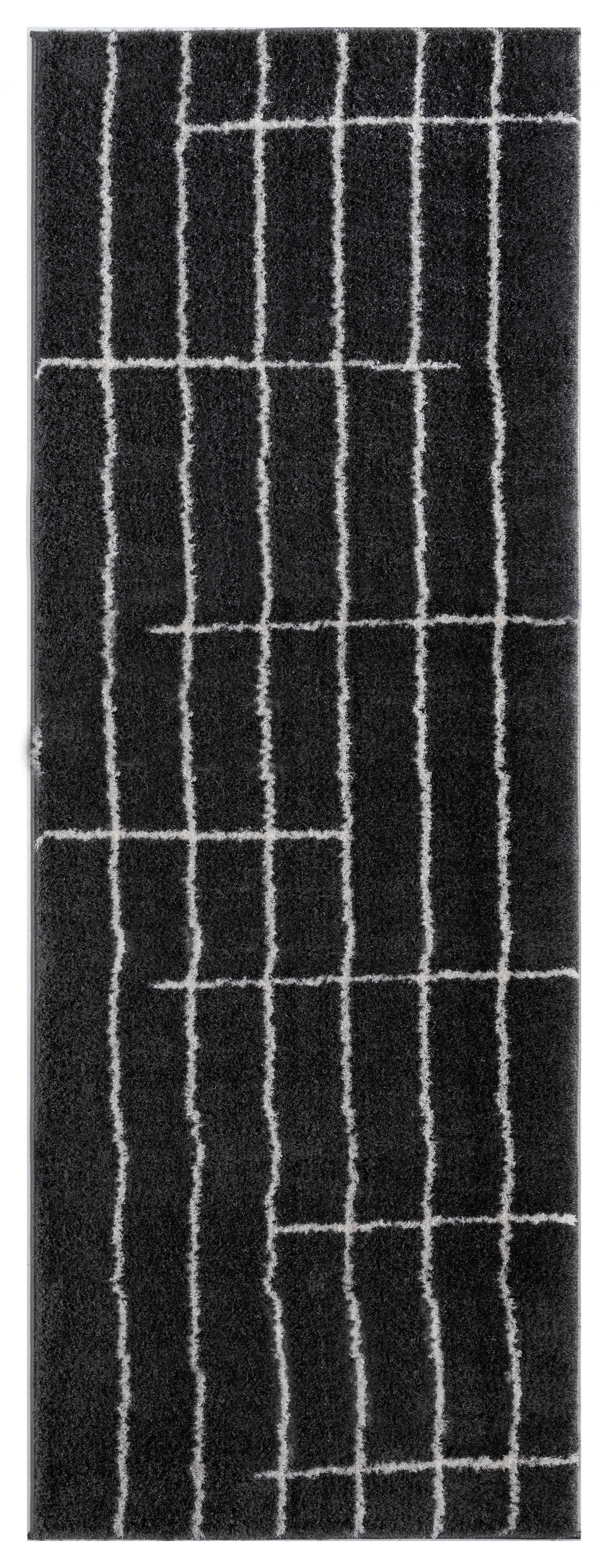 31" x 86" Smoke Microfiber Polyester Runner Rug