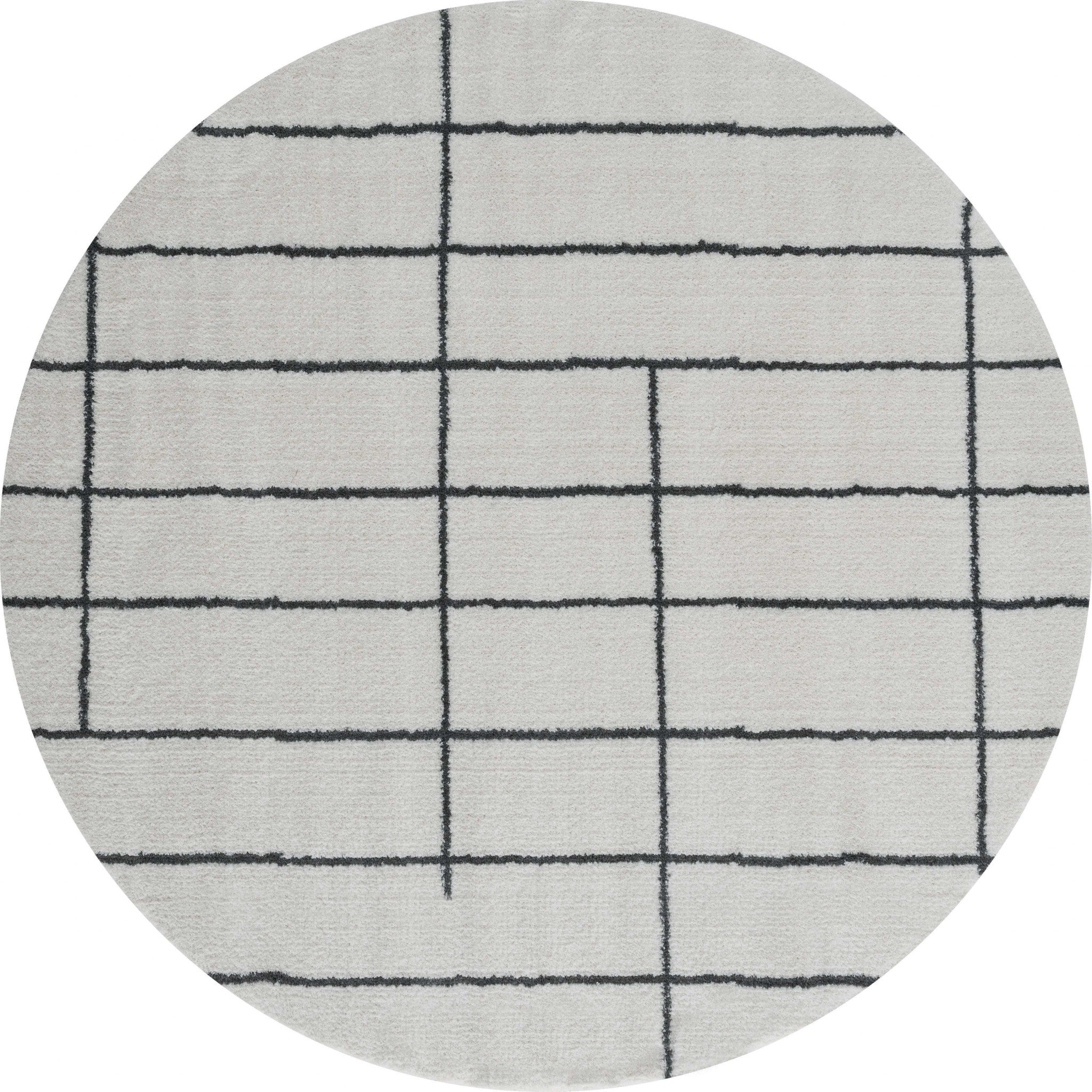 94" x 94" White Microfiber Polyester Round Rug