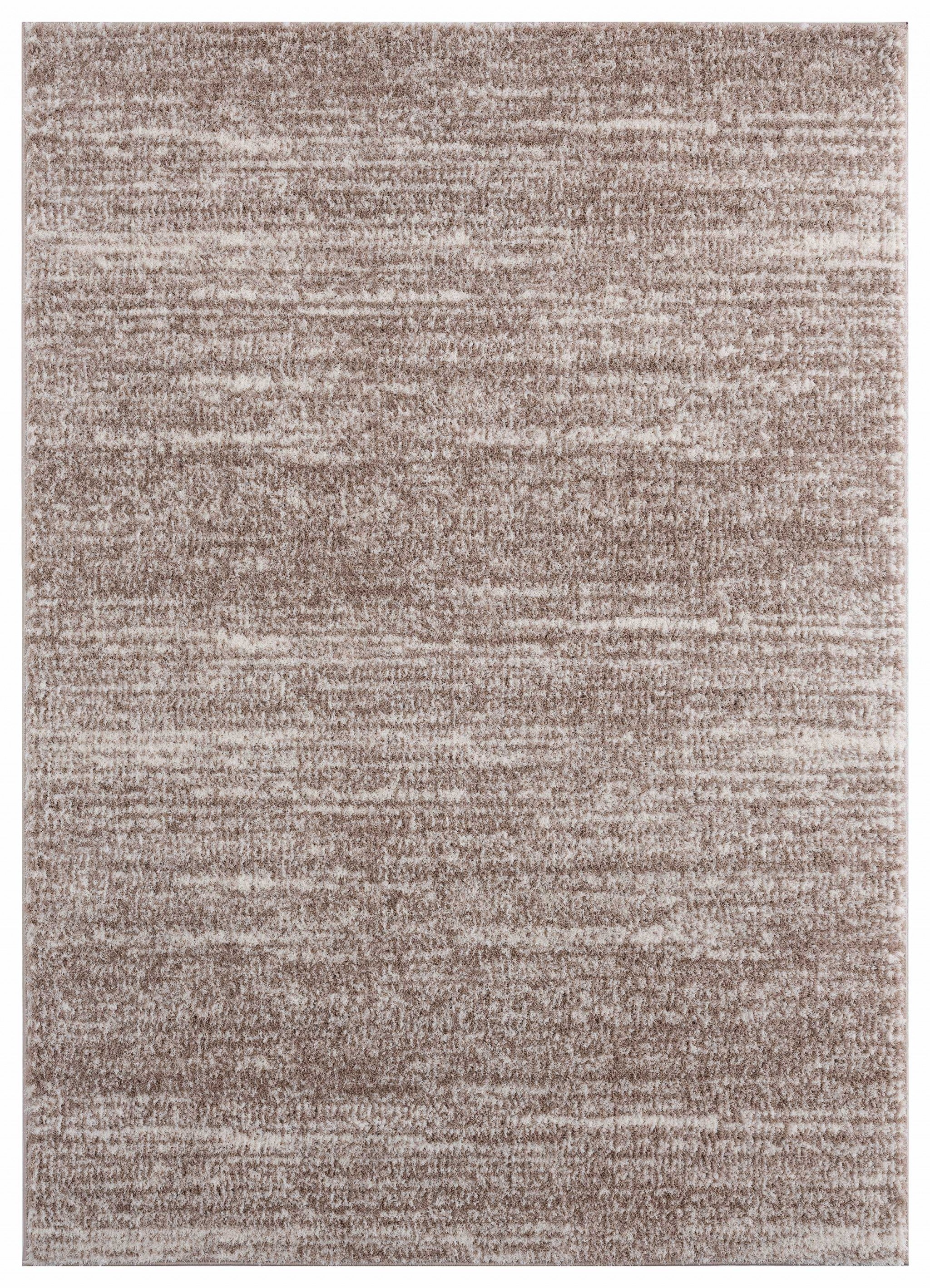 23" x 36" Beige Microfiber Polyester Accent Rug
