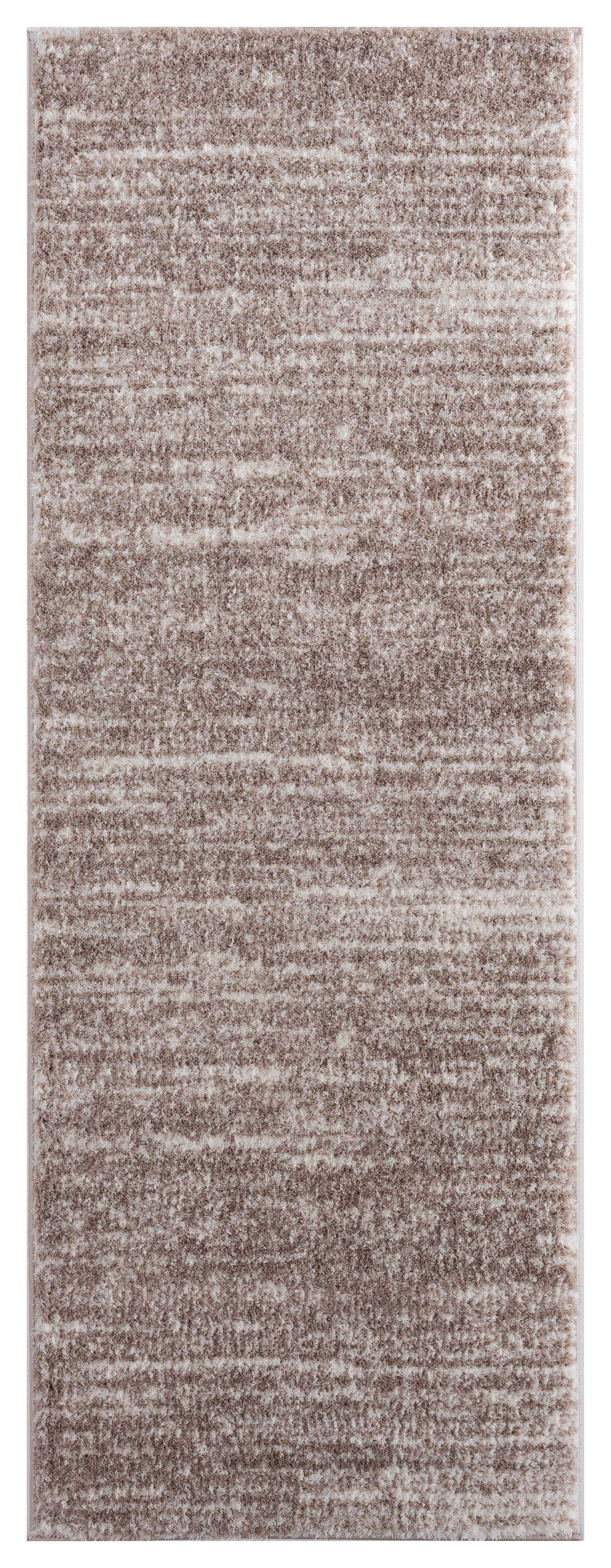 31" x 86" Beige Microfiber Polyester Runner Rug