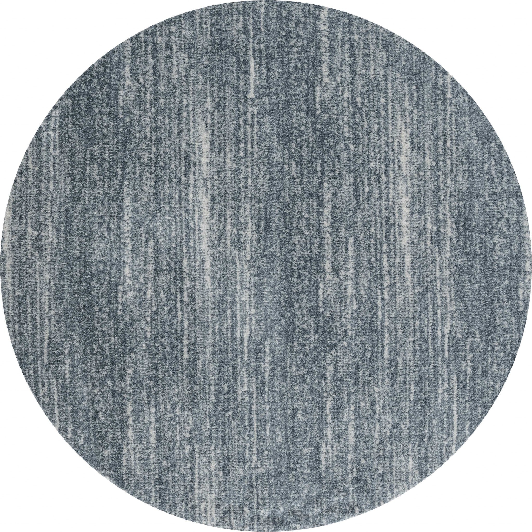 94" x 94" Blue / Grey Microfiber Polyester Round Rug