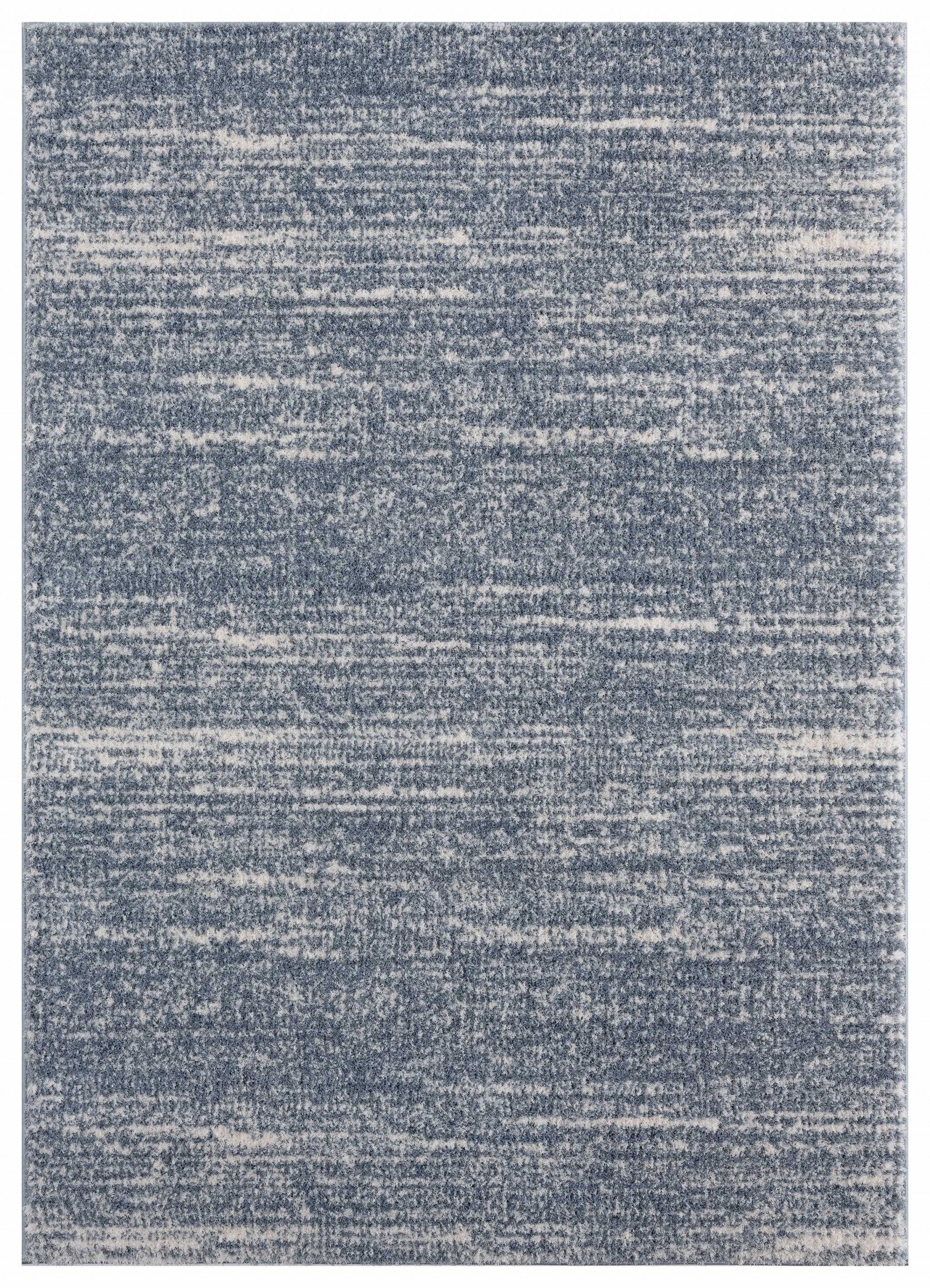 94" x 126" Blue / Grey Microfiber Polyester Oversize Rug