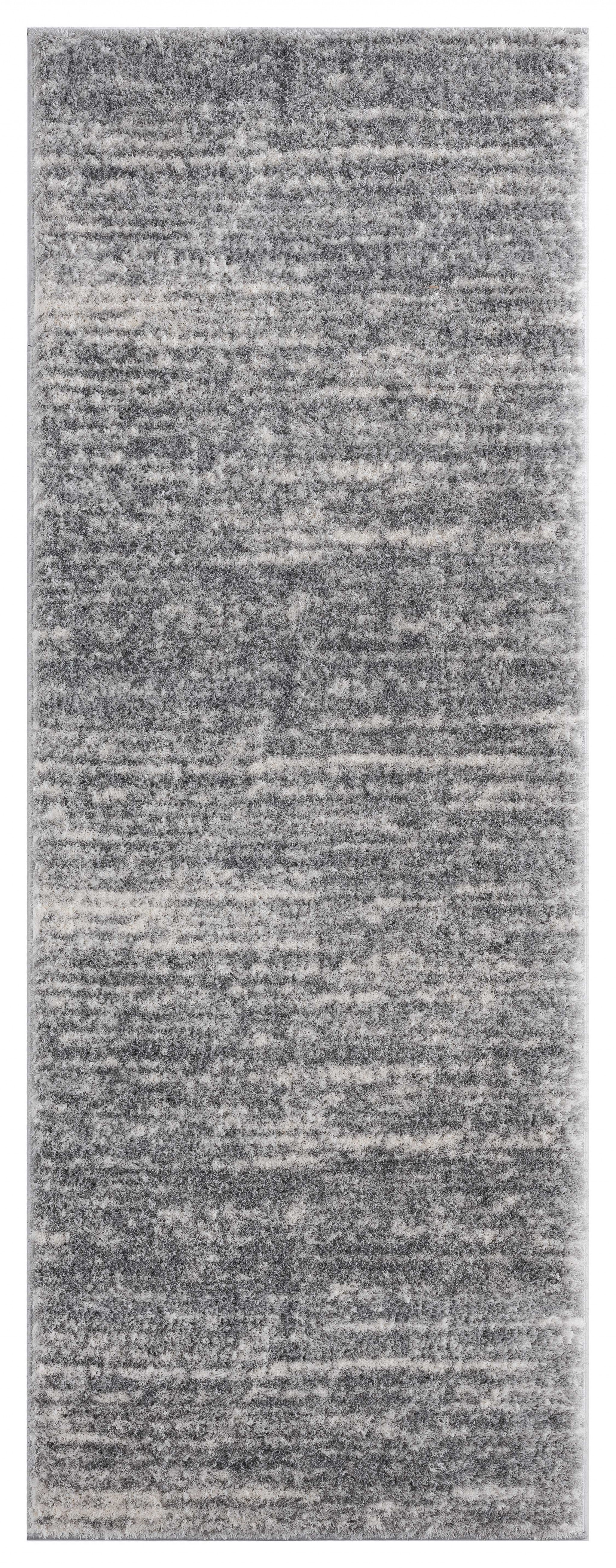 31" x 86" Grey Microfiber Polyester Runner Rug