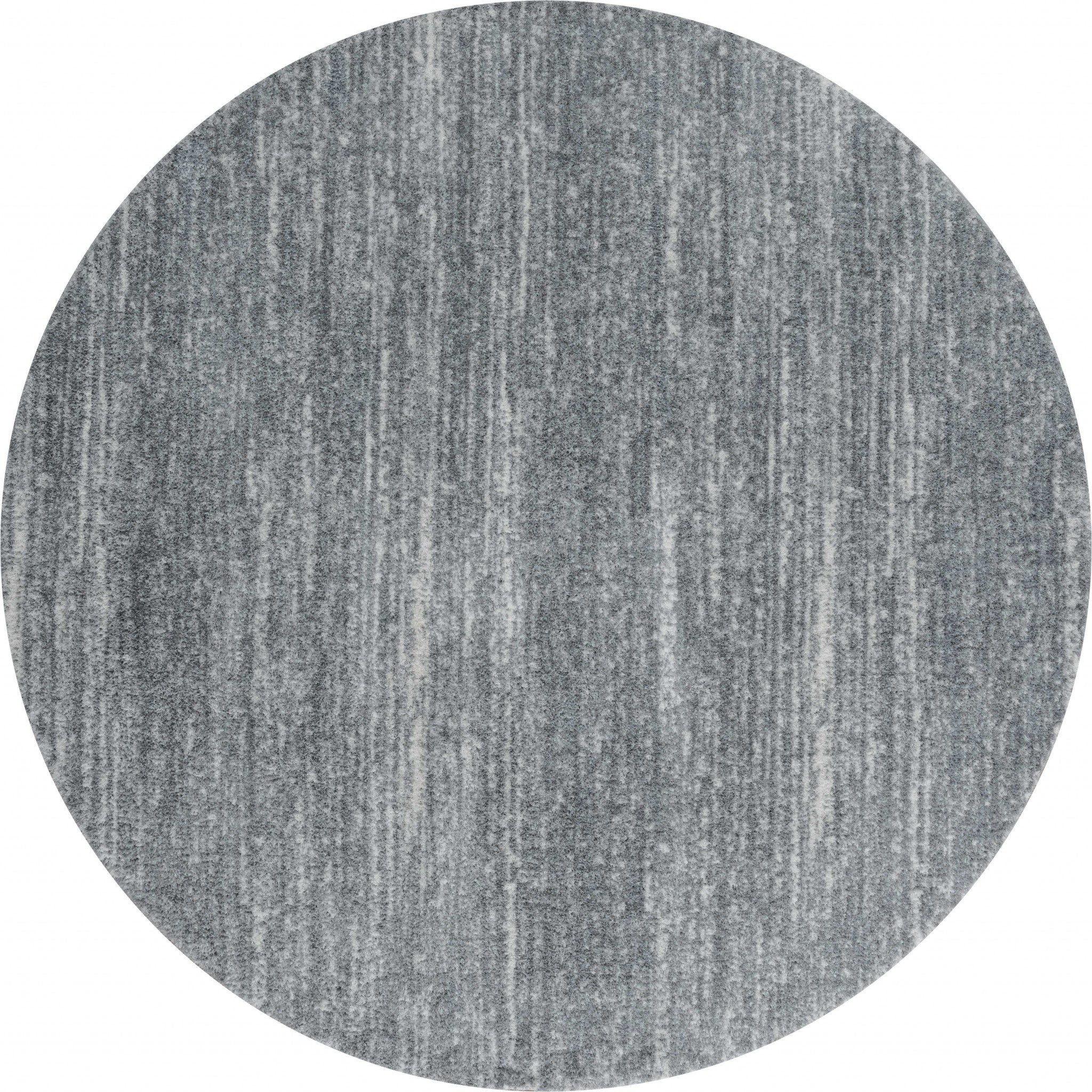 94" x 94" Grey Microfiber Polyester Round Rug