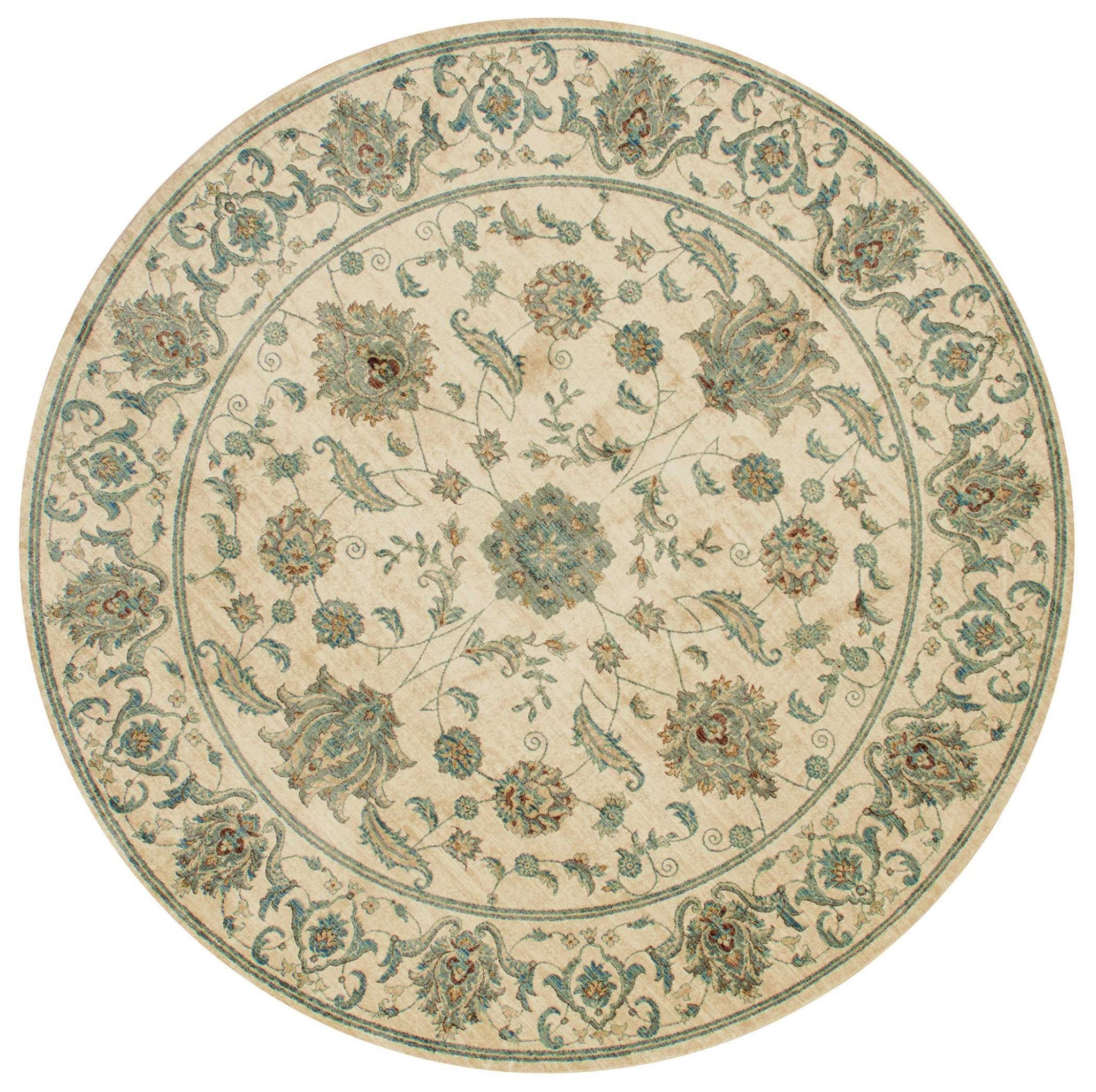 94" x 94" Bone Polyester Round Rug