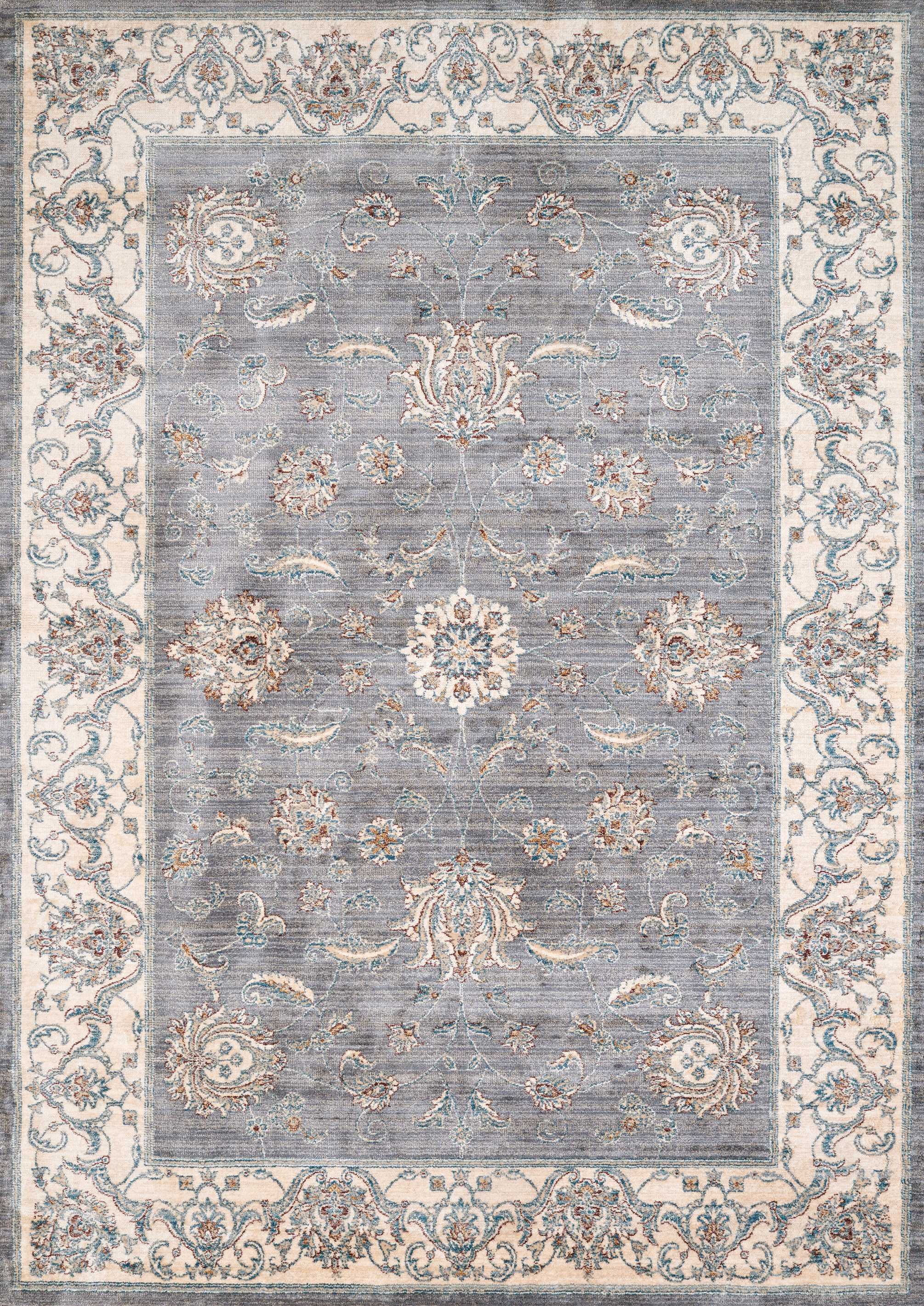 150" x 180" x 0.21" Blue / Grey Polyester Rug