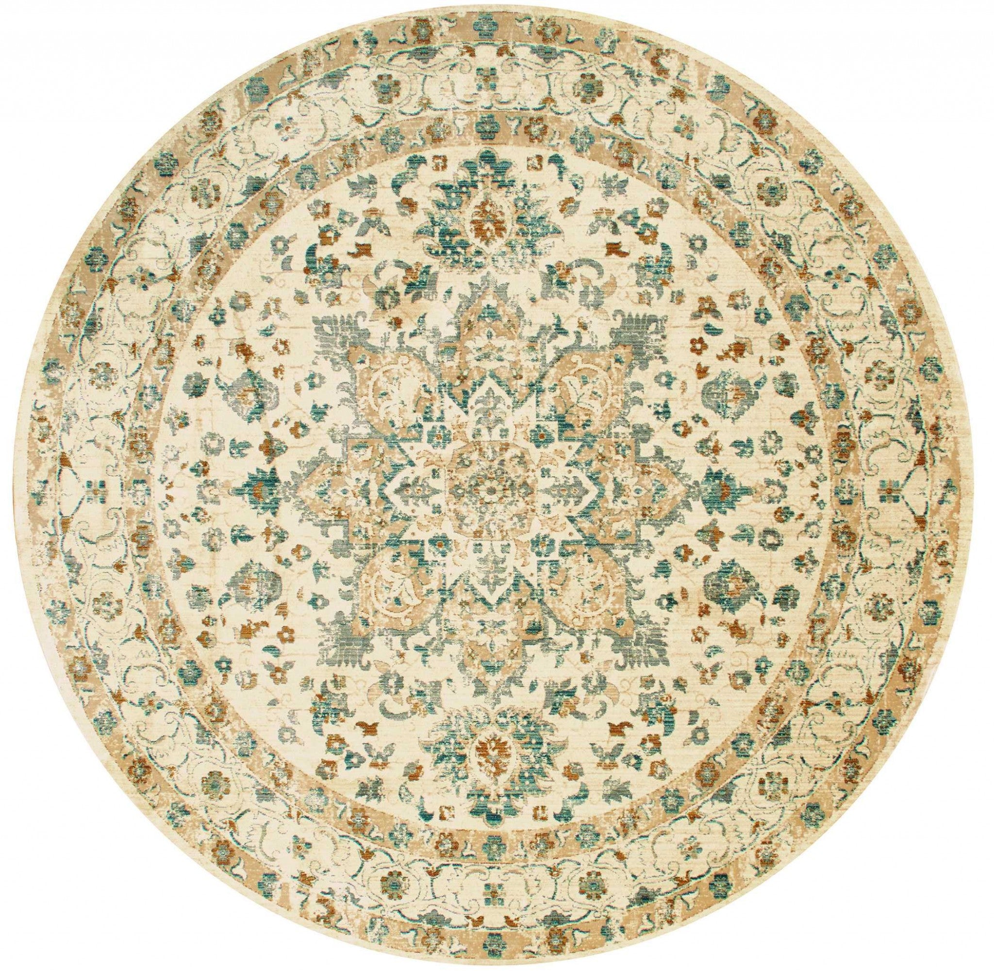 94" x 94" Bone Polyester Oversize Rug