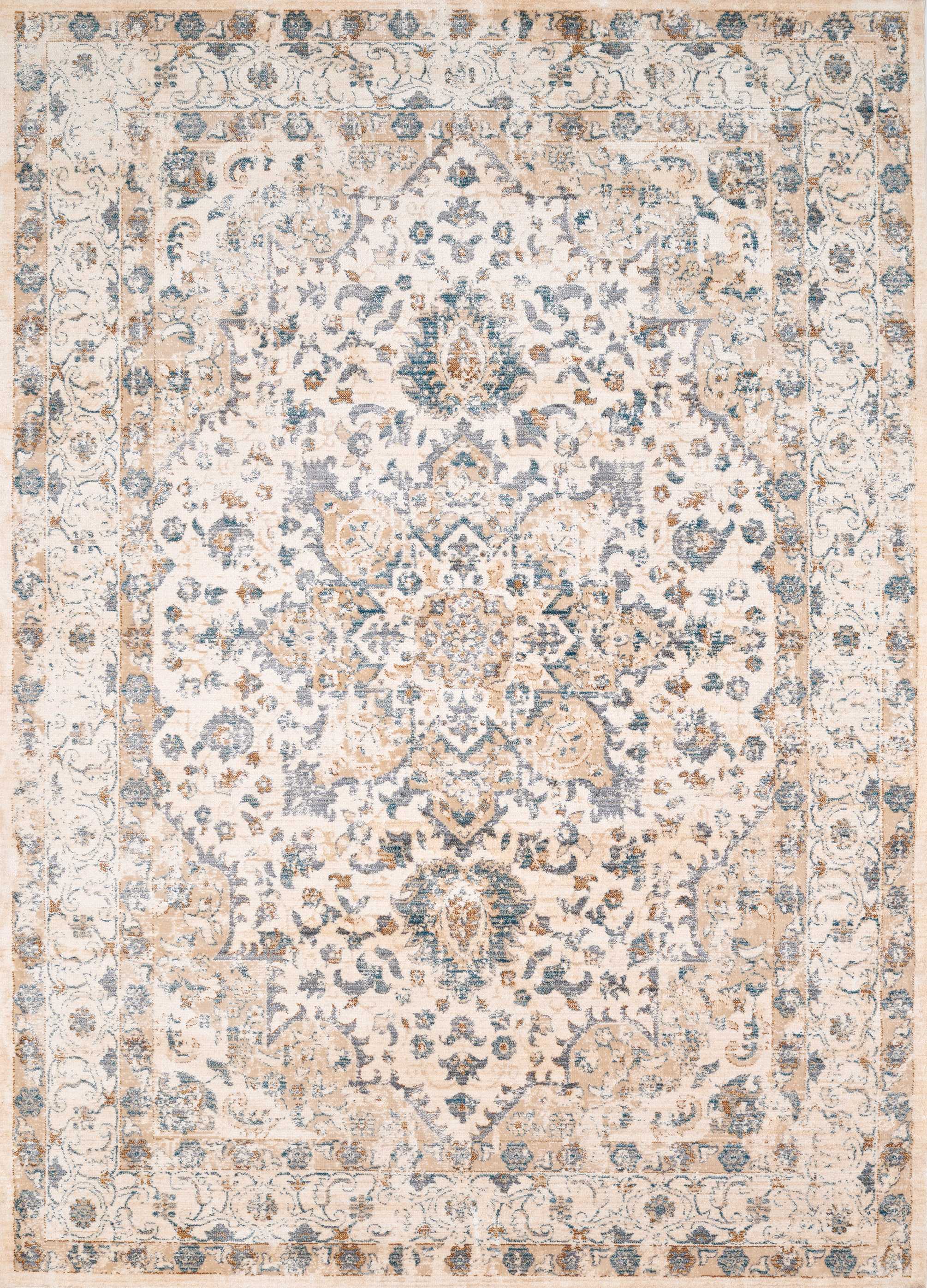 94" x 126" Bone Polyester Round Rug