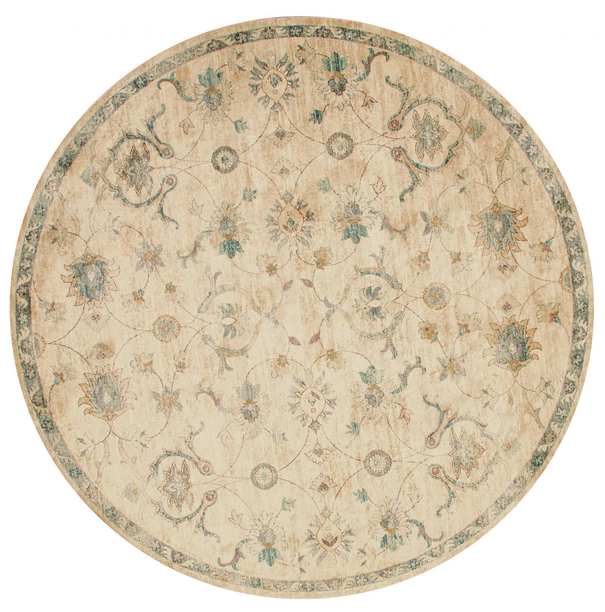94" x 94" Bone Polyester Round Rug
