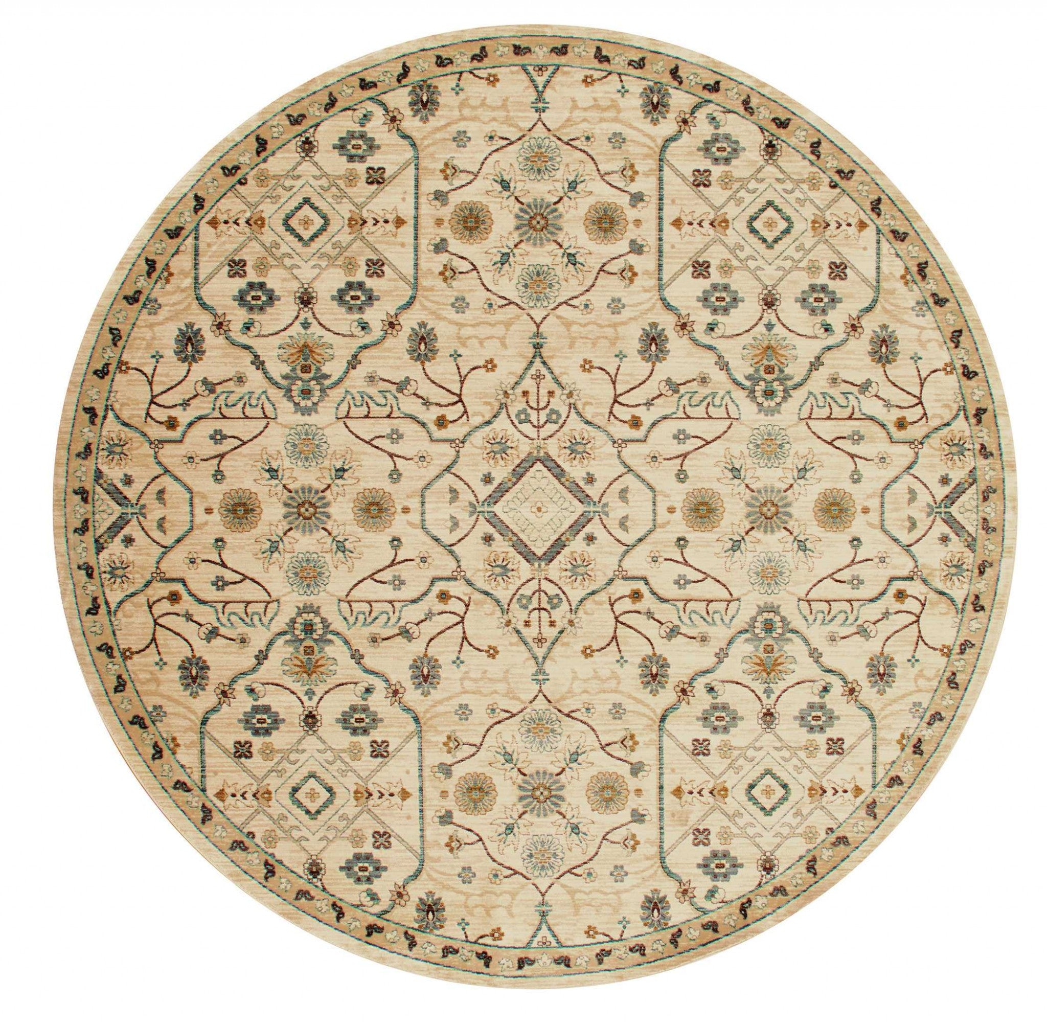 94" x 94" Bone Polyester Round Rug
