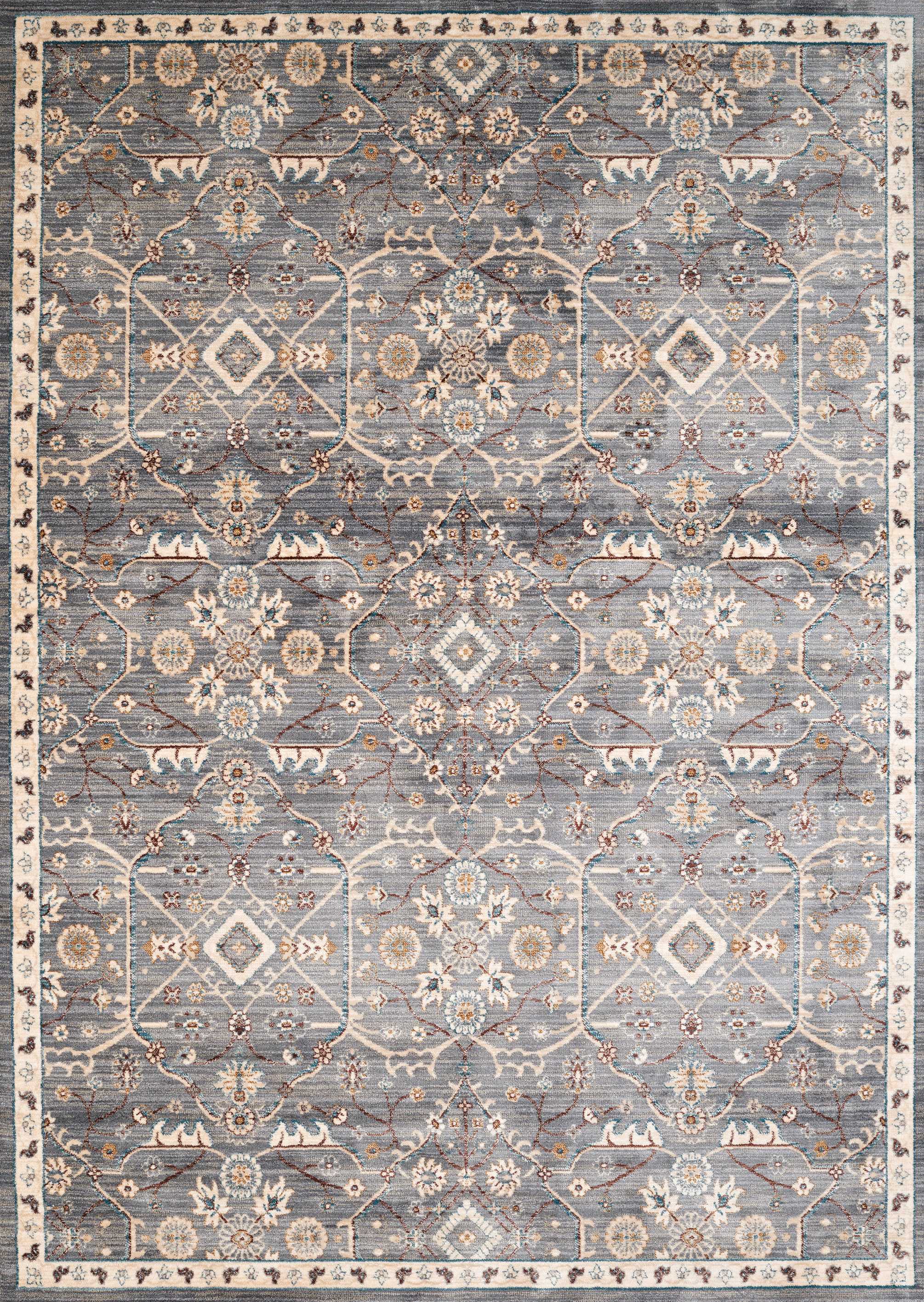 94" x 126" Blue / Grey Polyester Oversize Rug
