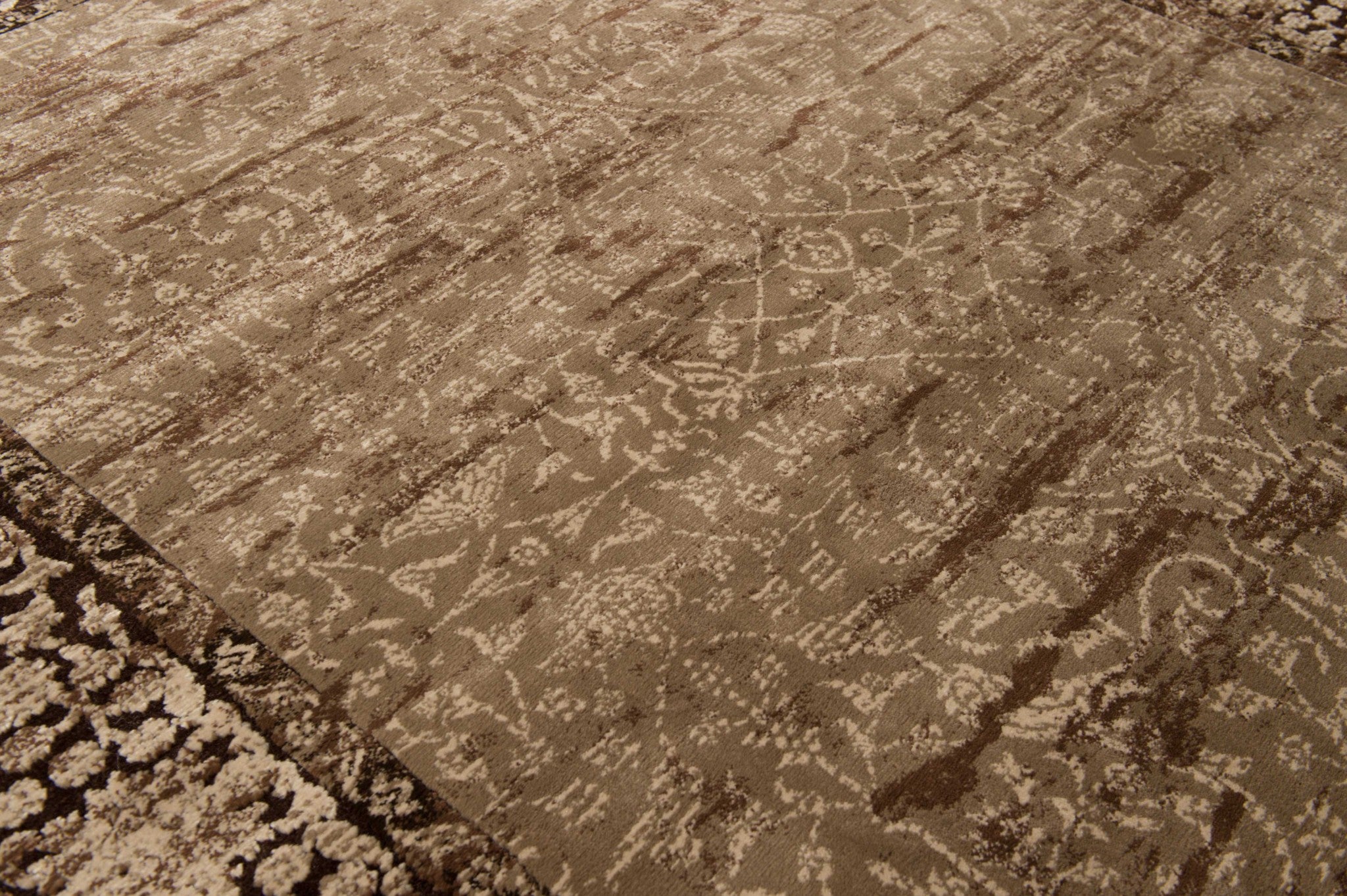 63" x 84" Light Brown Polypropylene / Polyester Area Rug