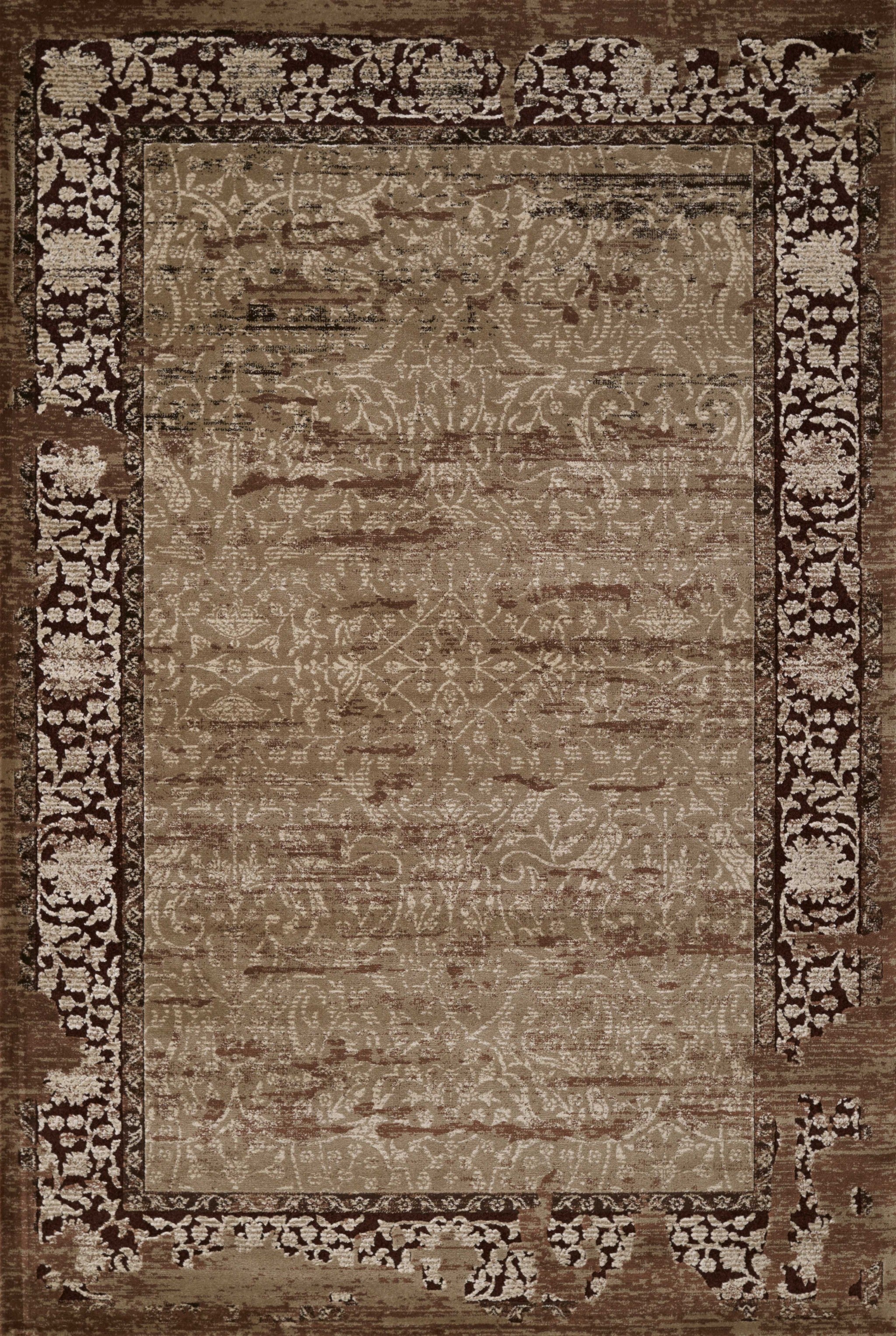 94" x 126" Light Brown Polypropylene / Polyester Oversize Rug