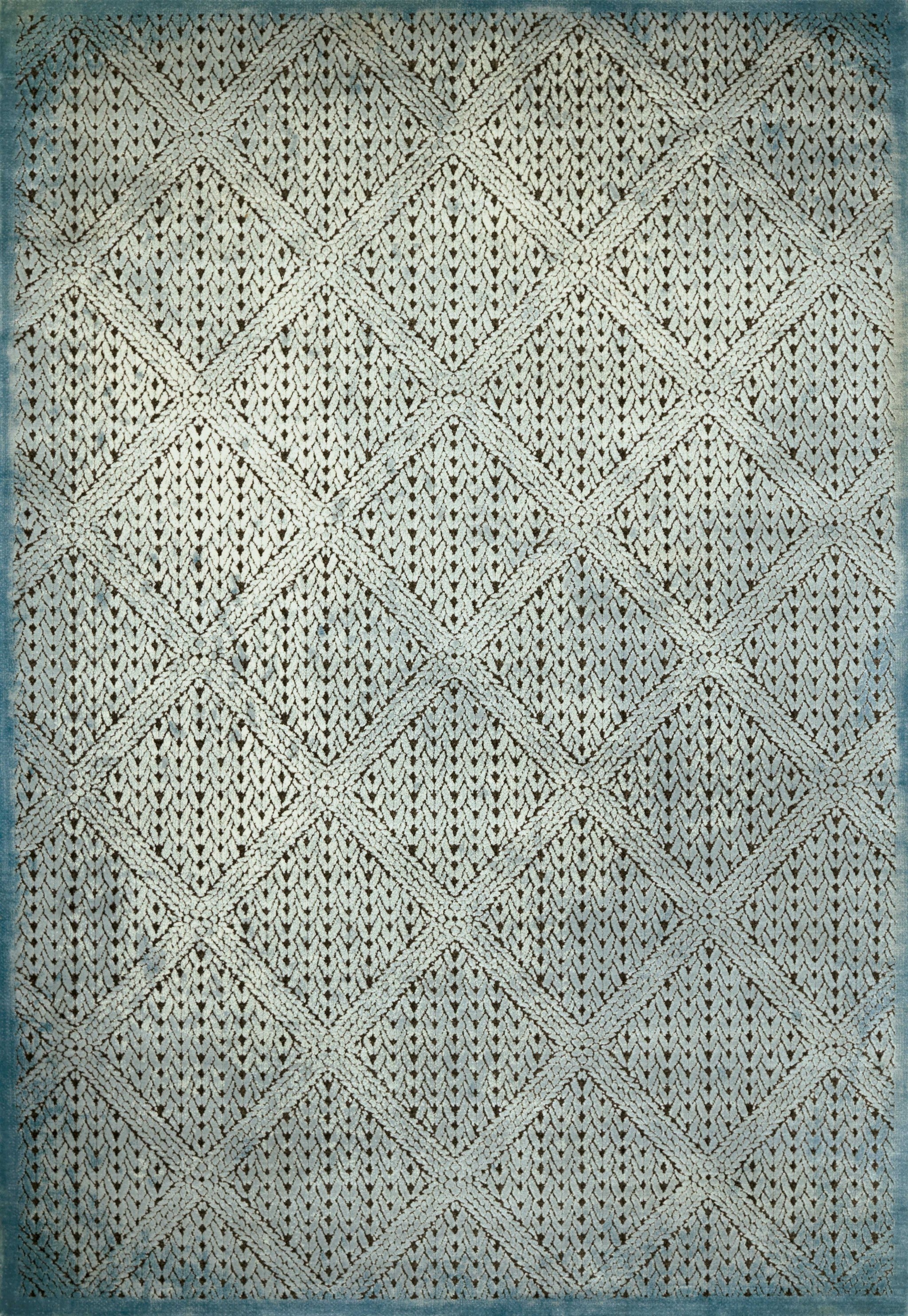 63" x 84" Aqua Polypropylene / Polyester Area Rug