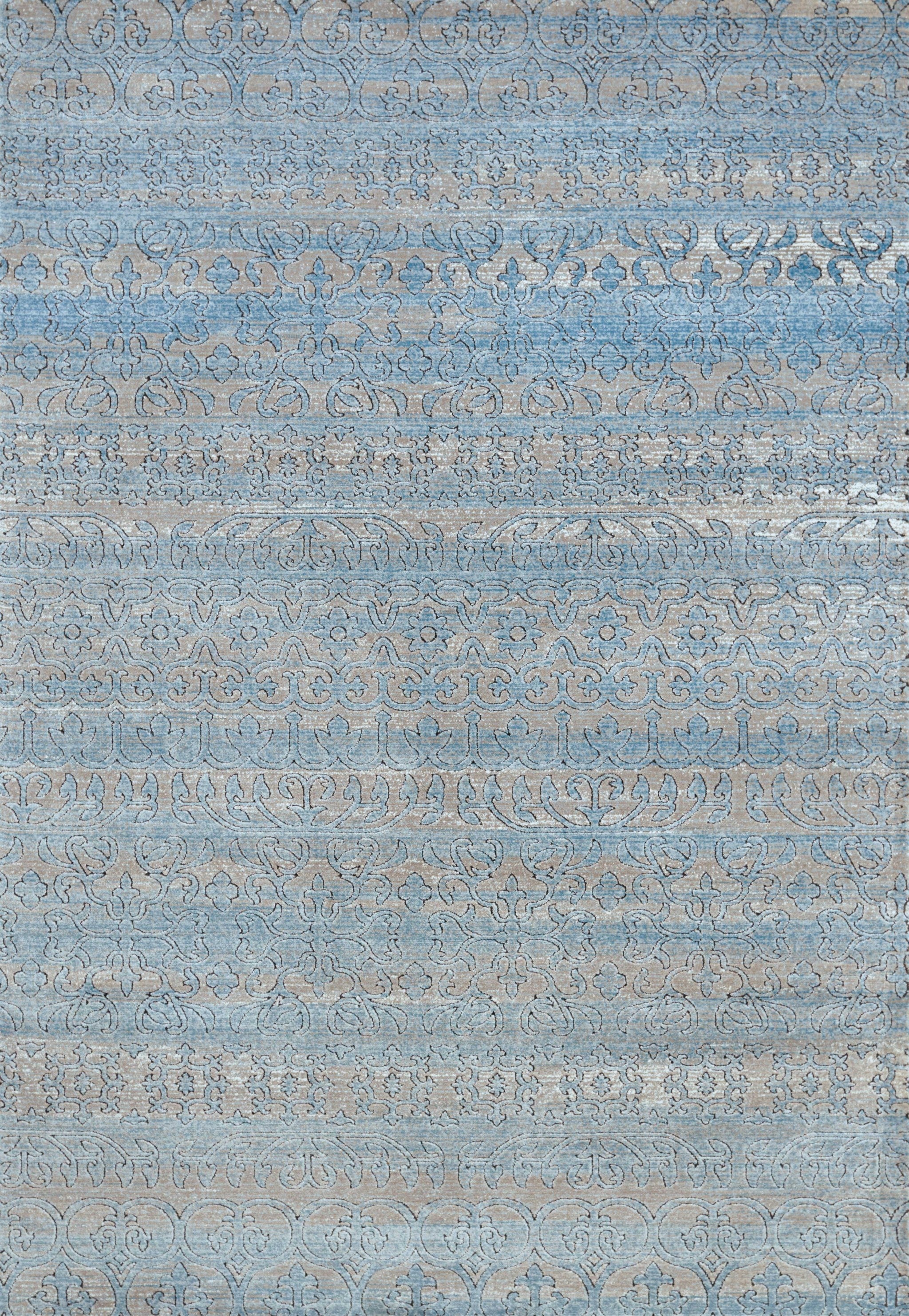 63" x 84" Aqua Polypropylene / Polyester Area Rug