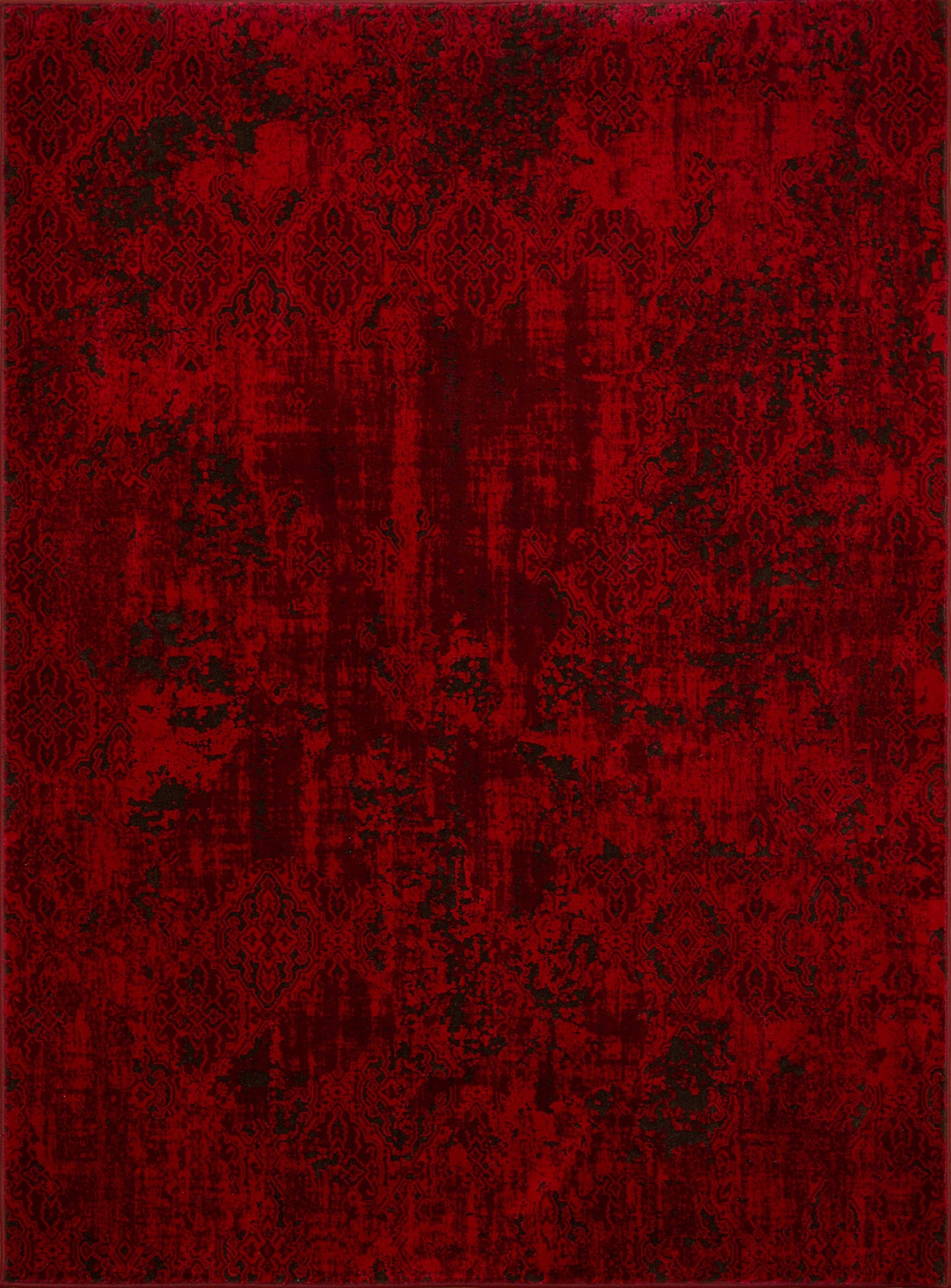 63" x 84" Red Polypropylene / Polyester Area Rug