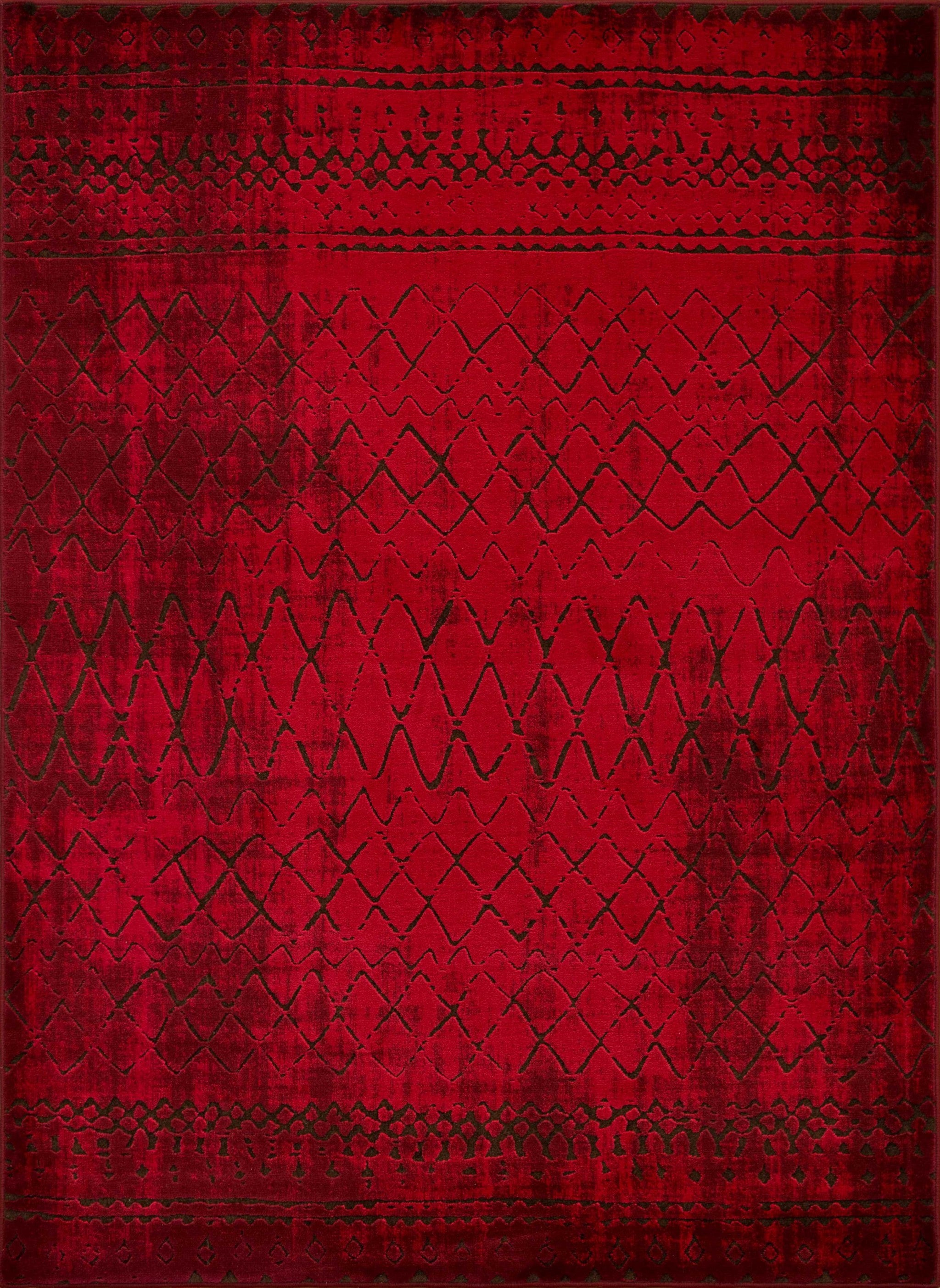 63" x 84" Red Polypropylene   Polyester Area Rug