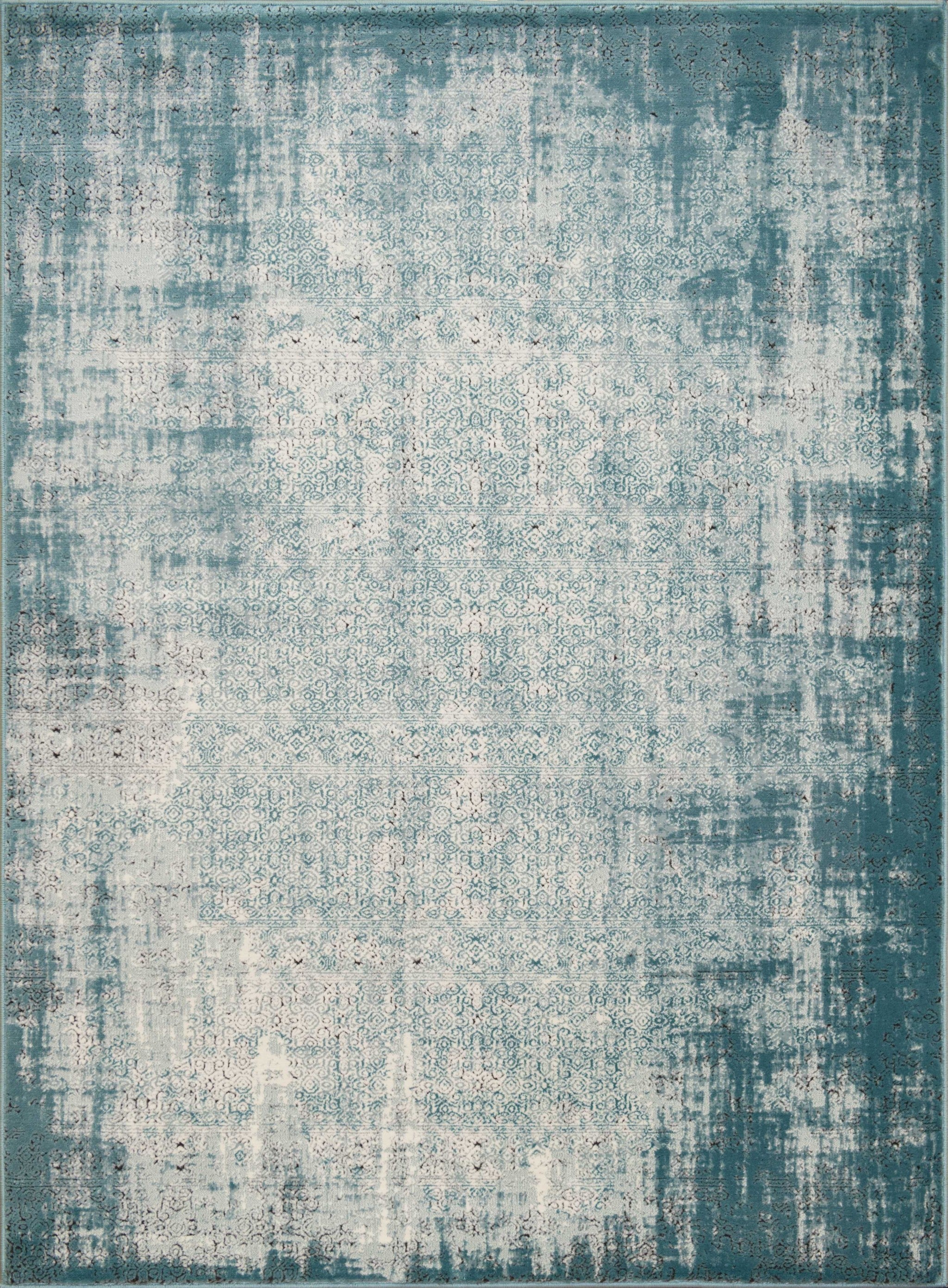 63" x 84" Aqua Polypropylene / Polyester Area Rug
