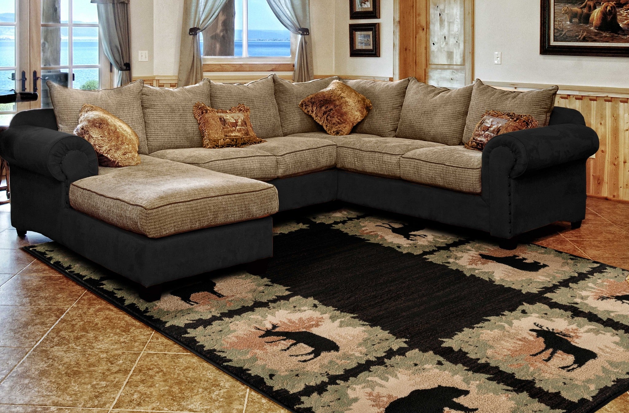 94" x 126" Black Polypropylene Area Rug