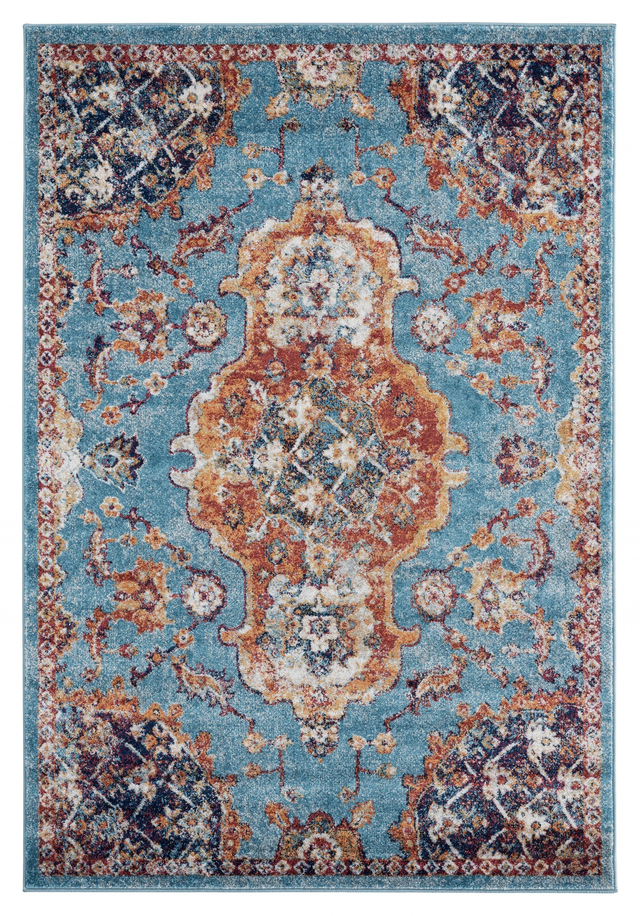 94" x 94" Turquoise Olefin Round Rug