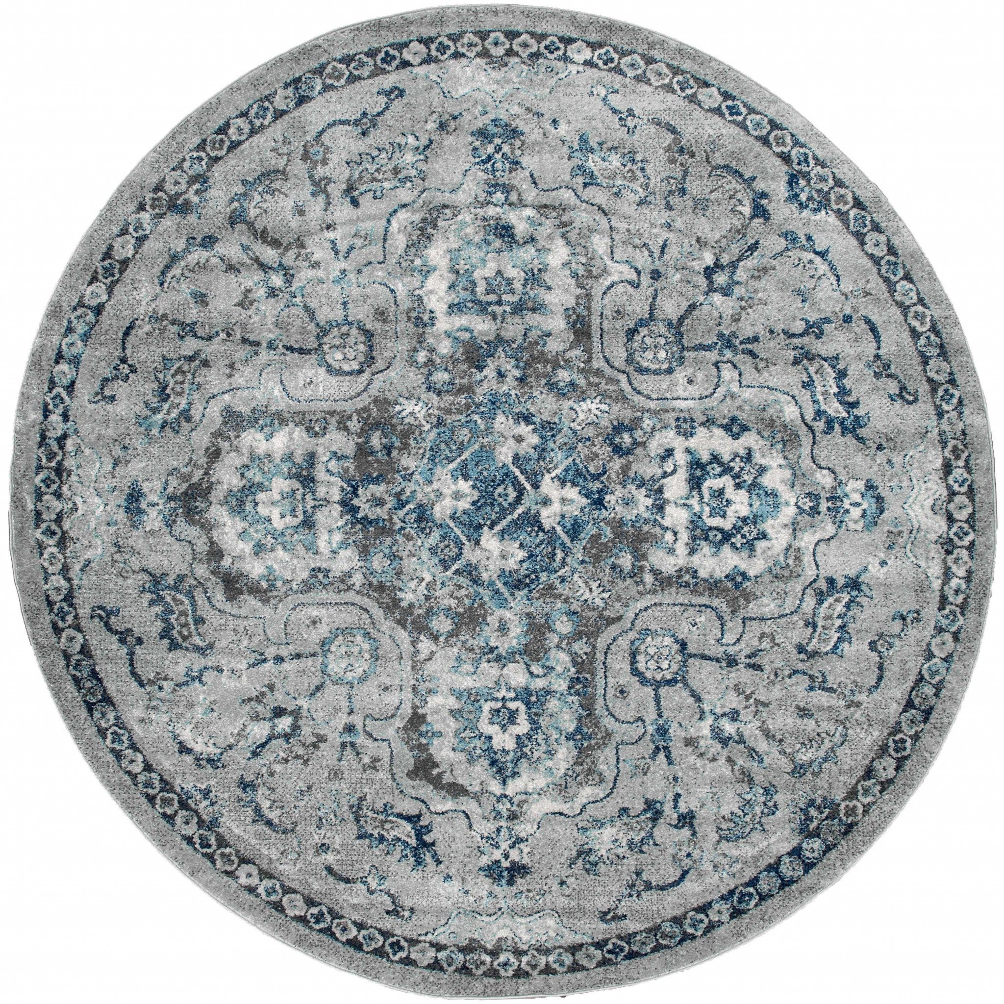94" x 94" Grey Olefin Round Rug