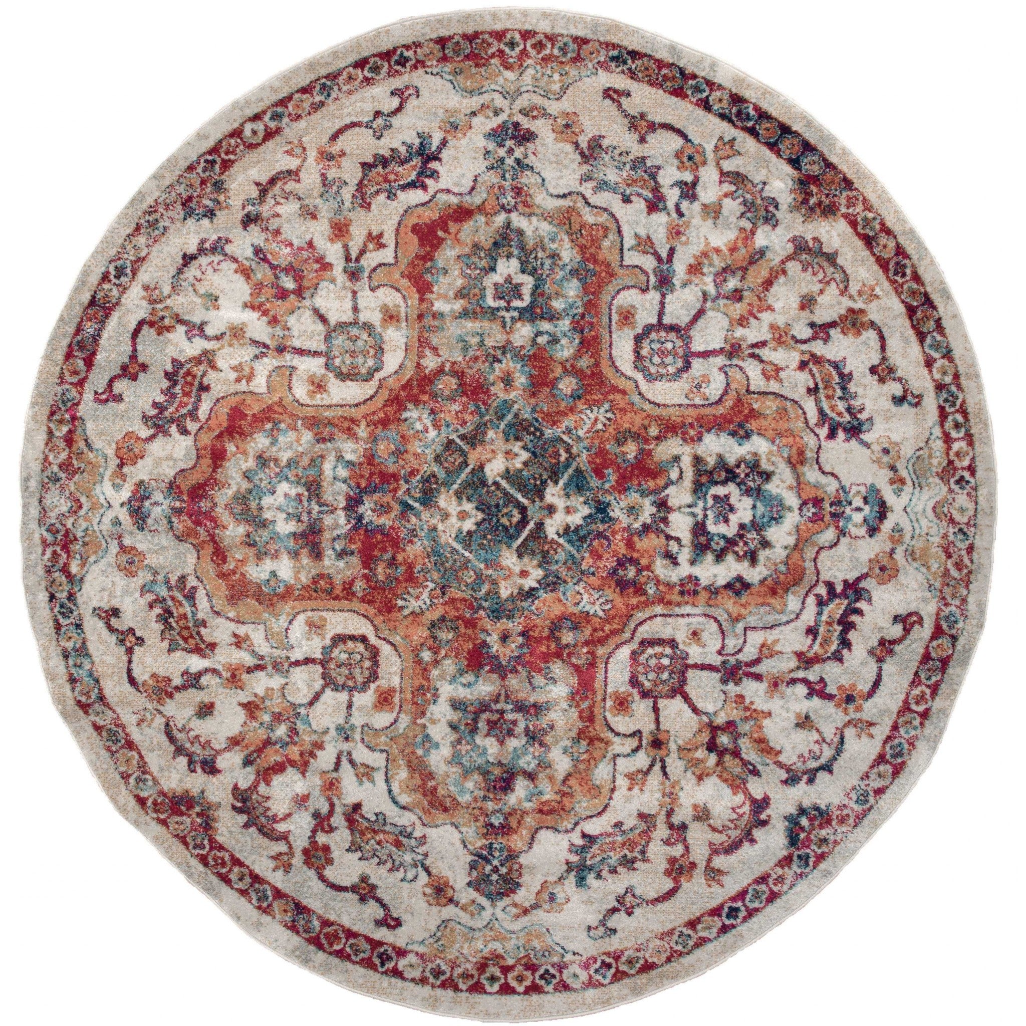 94" x 94" Cream Olefin Round Rug