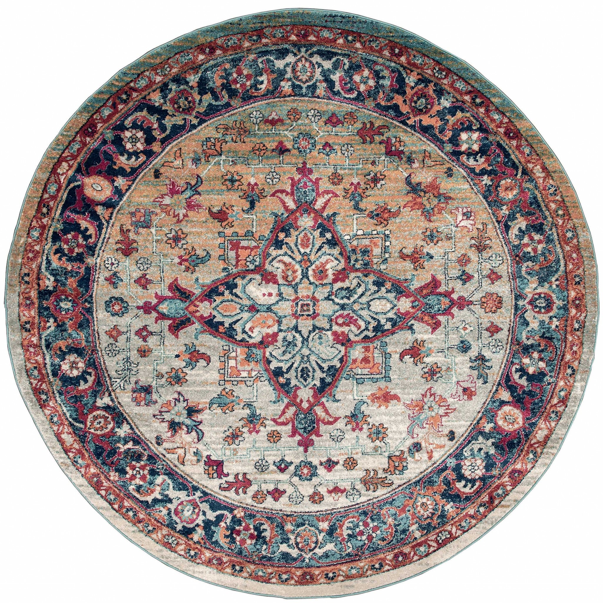 94" x 94" Multicolor Olefin Round Rug