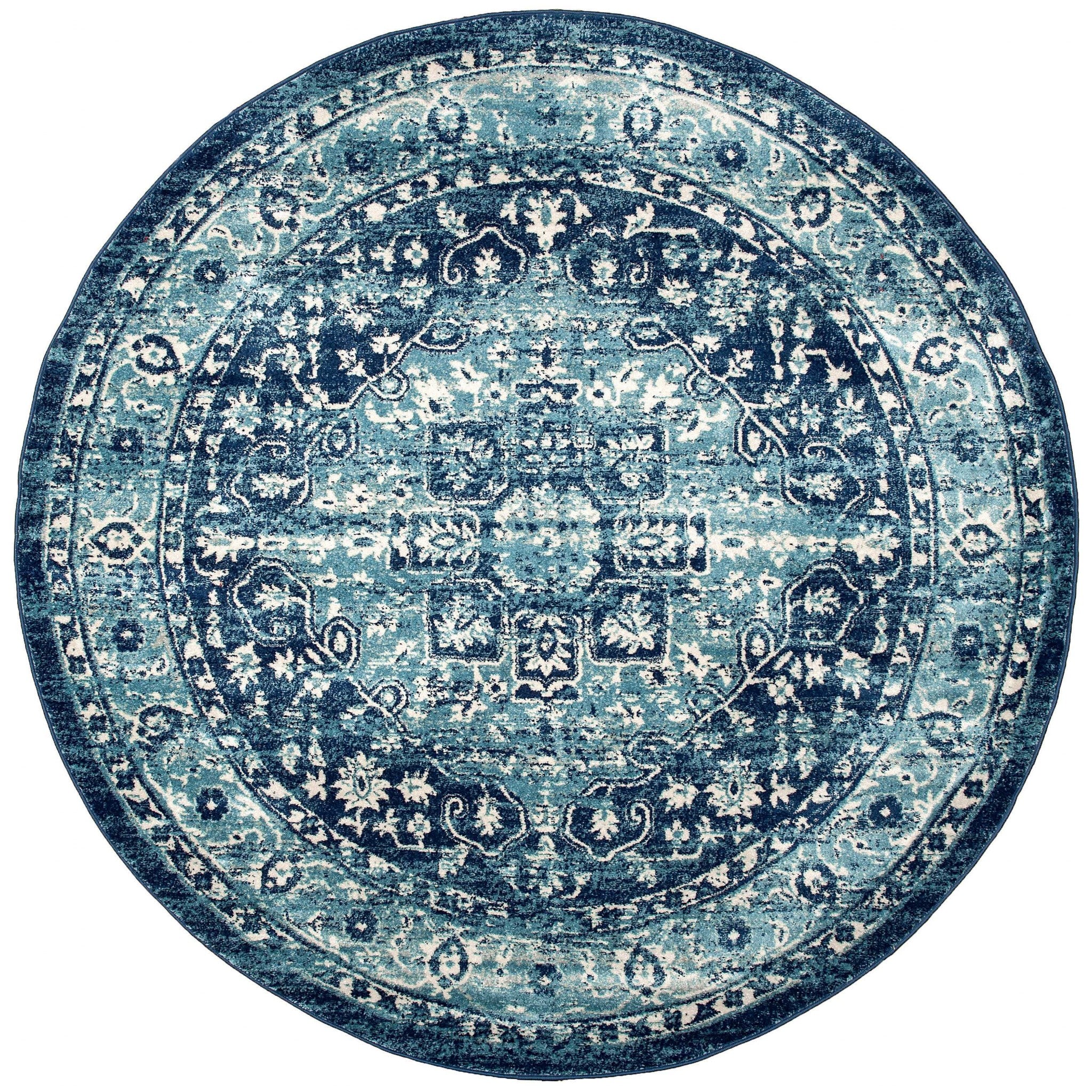94" x 94" Navy Olefin Round Rug