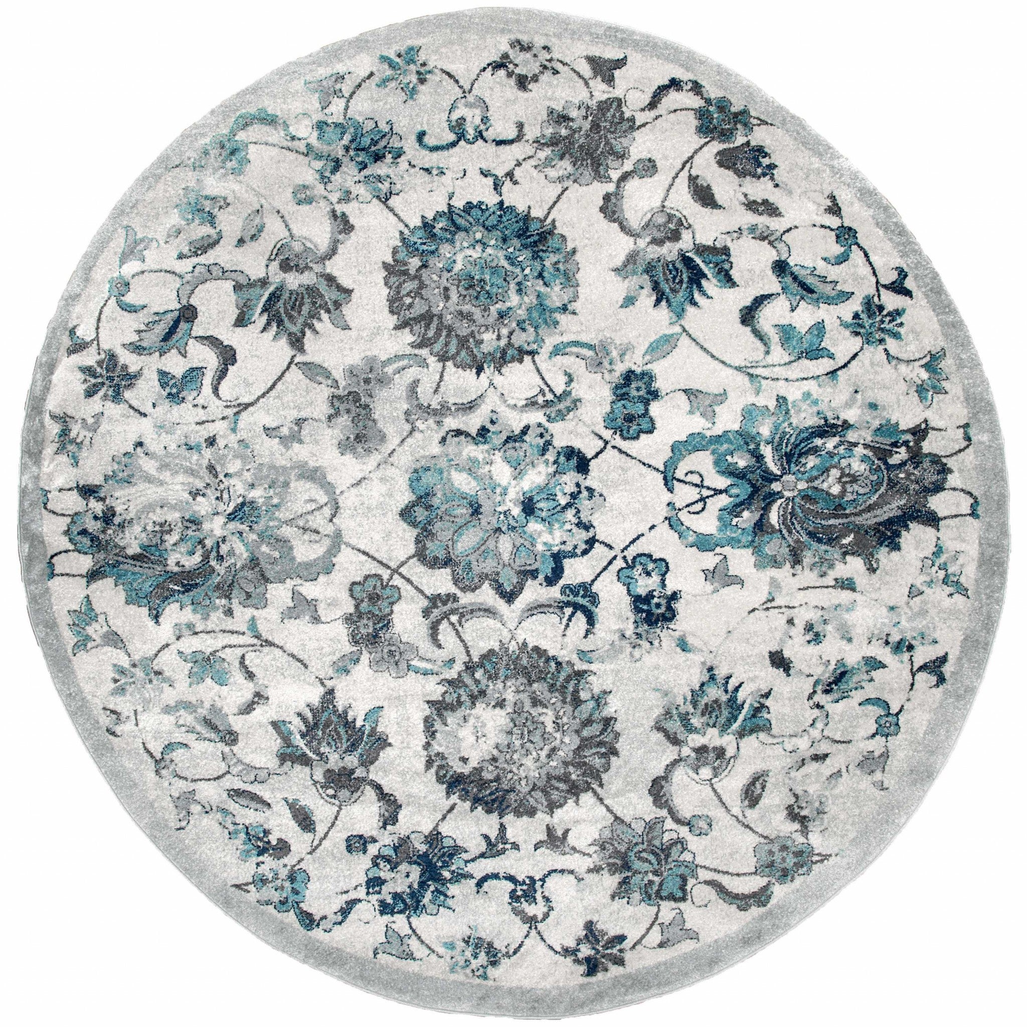 94" x 94" Grey Olefin Round Rug