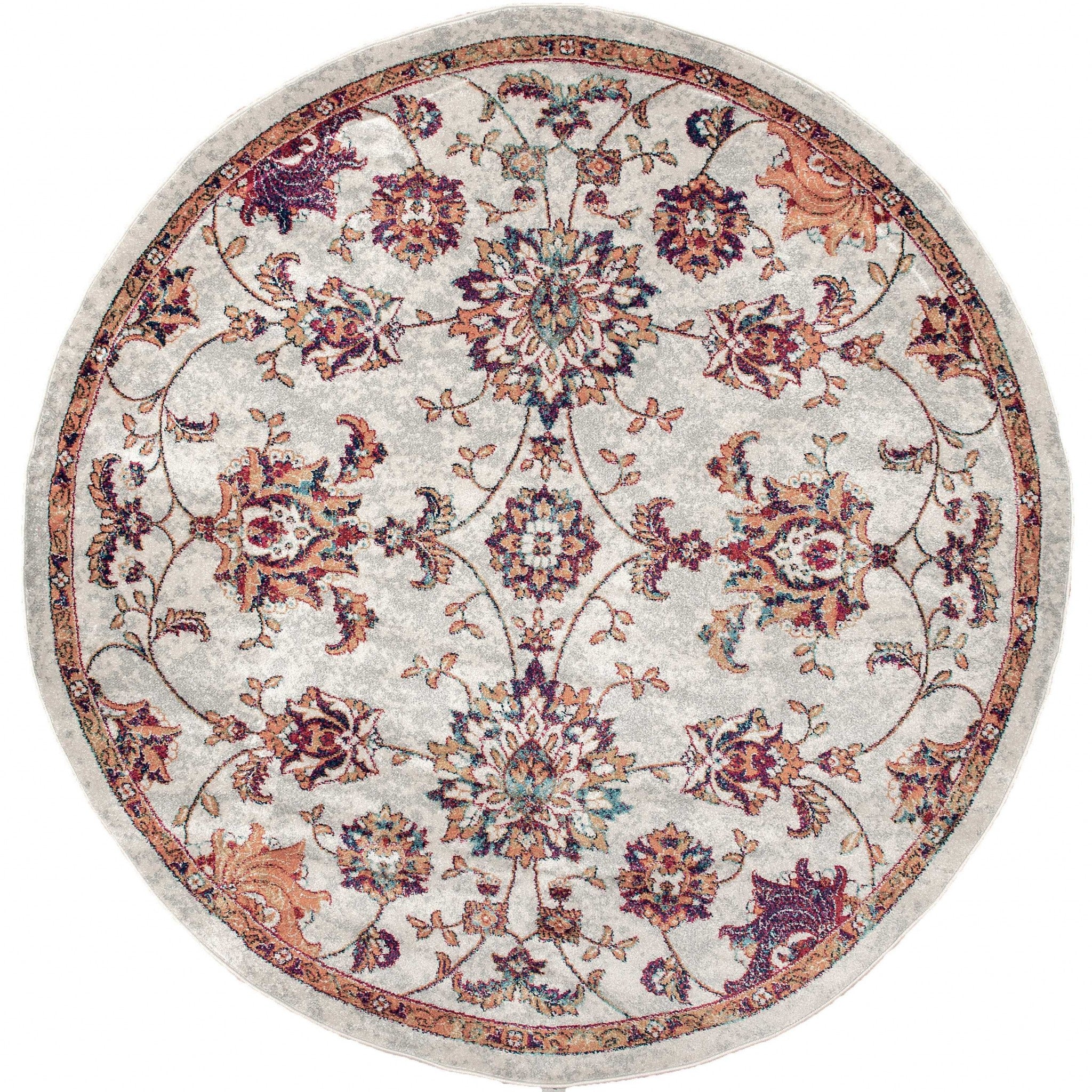 94" x 94" Cream Olefin Round Rug