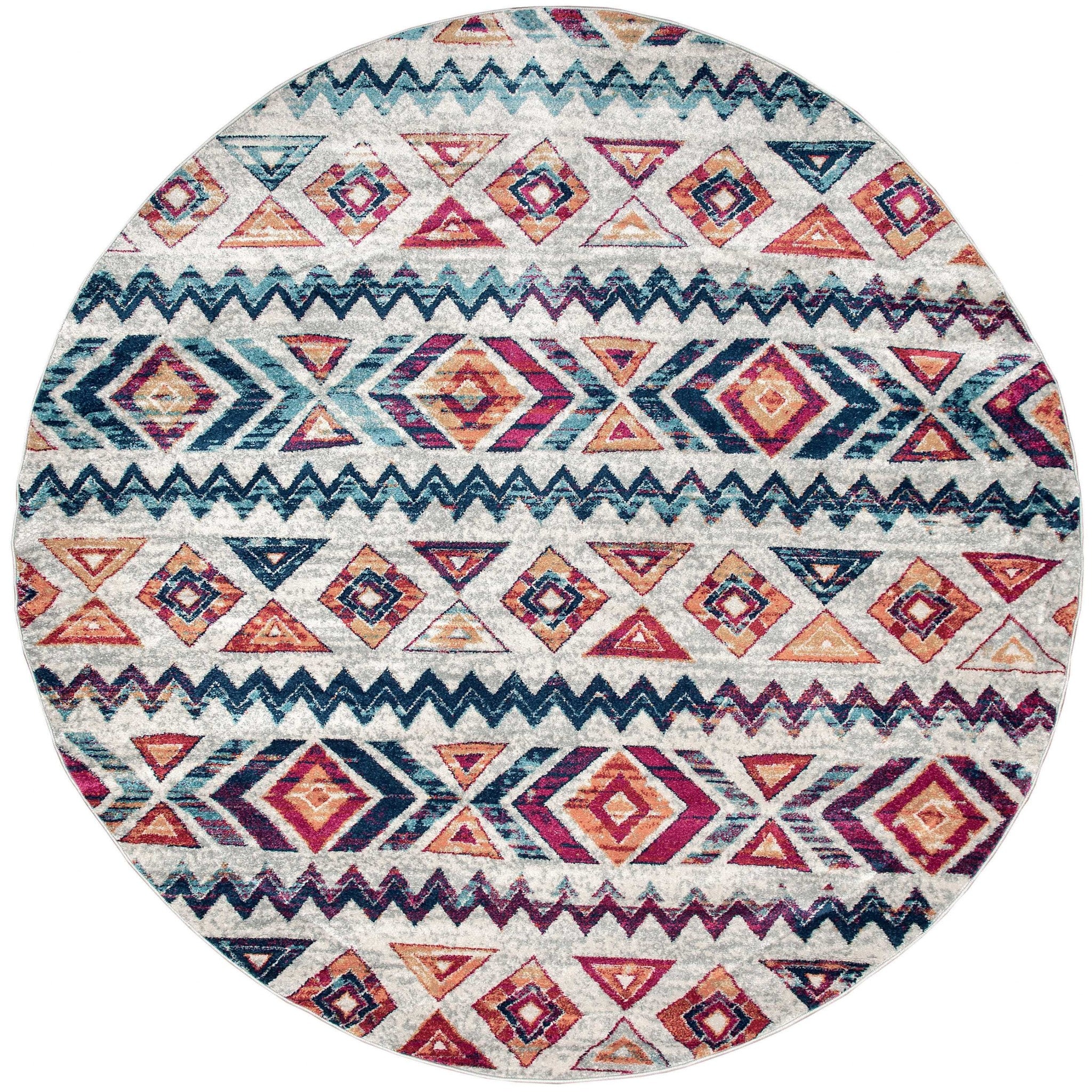 94" x 94" Multicolor Olefin Round Rug