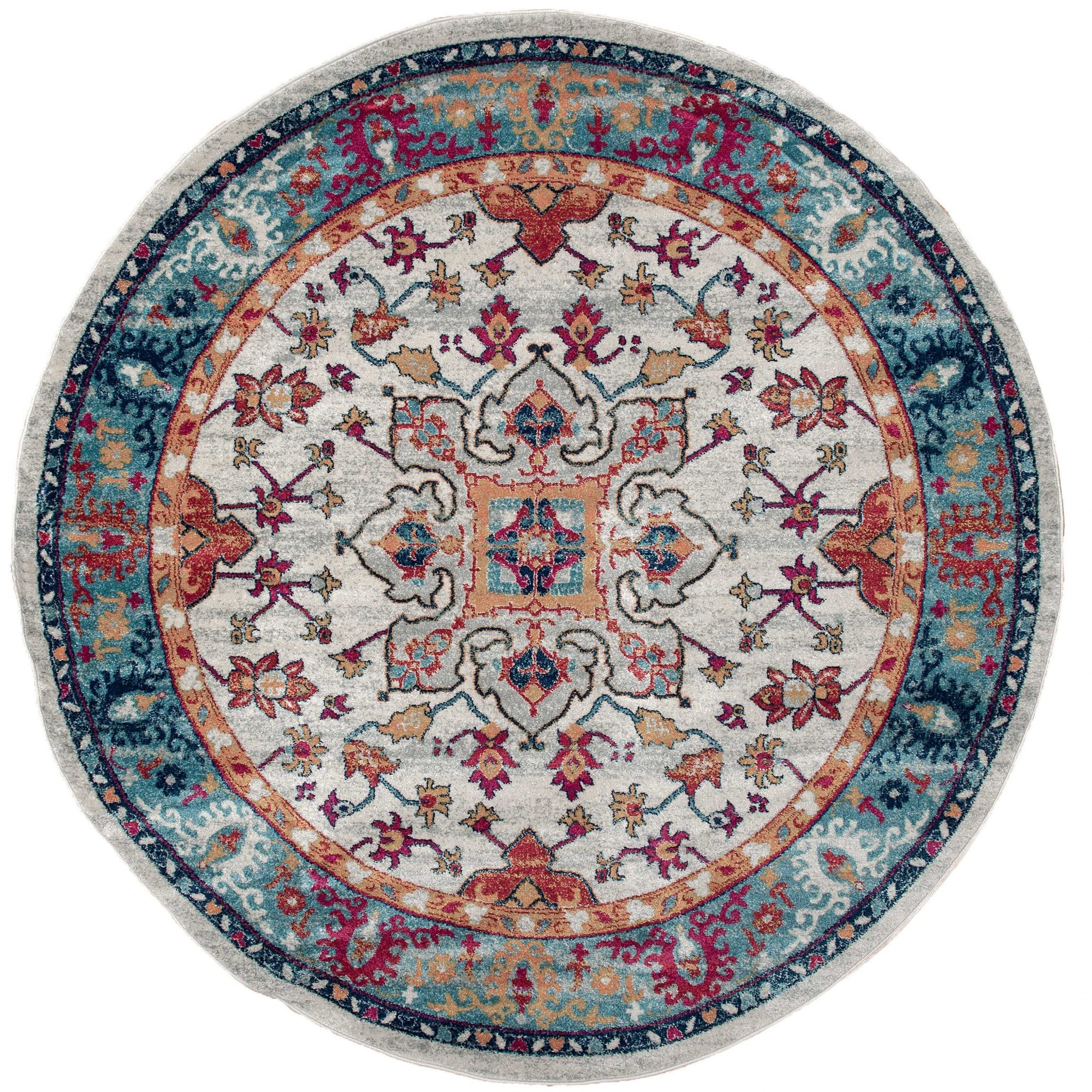 94" x 94" Blue Olefin Round Rug