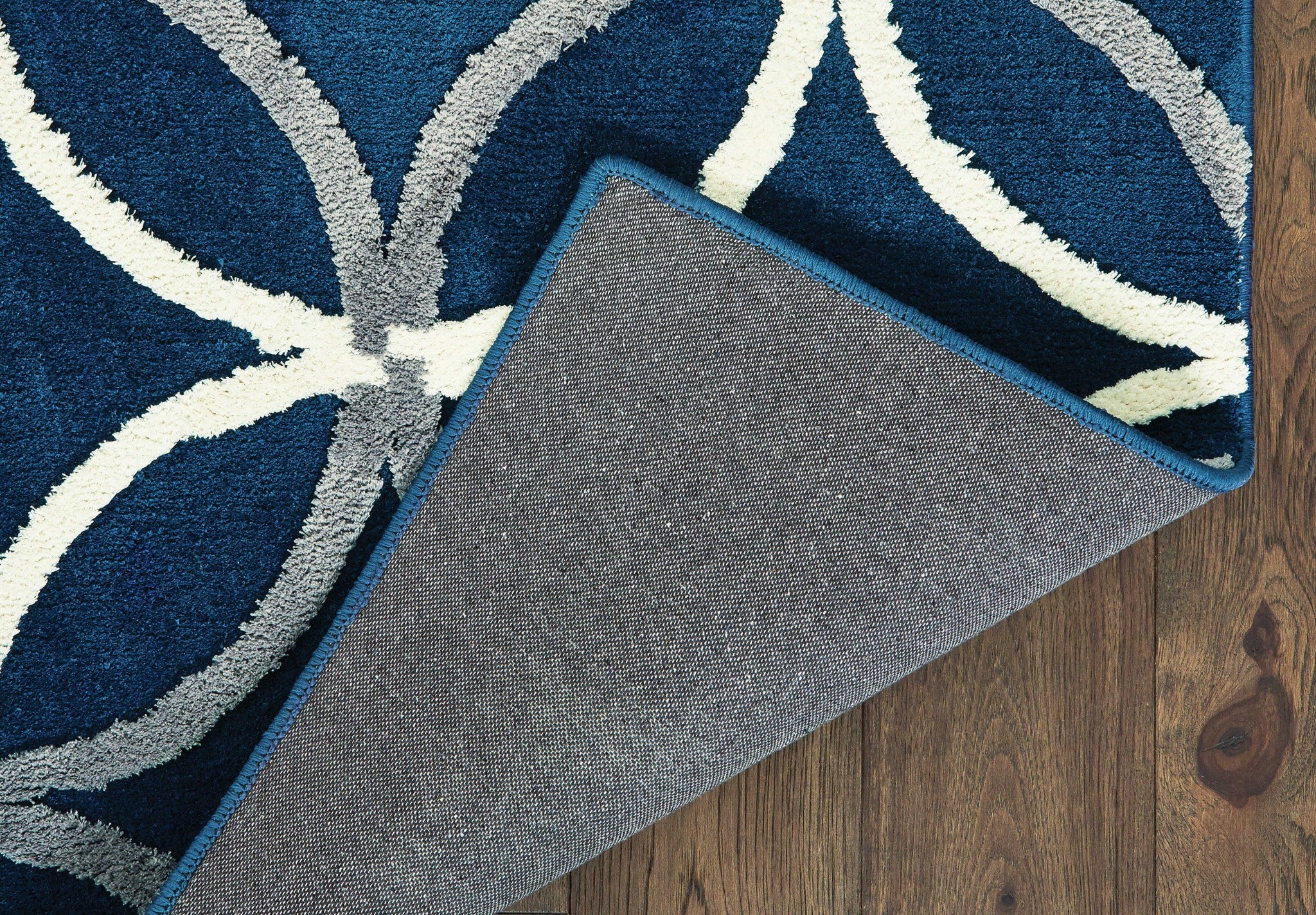 63" x 86" Denim Blue Microfiber Area Rug