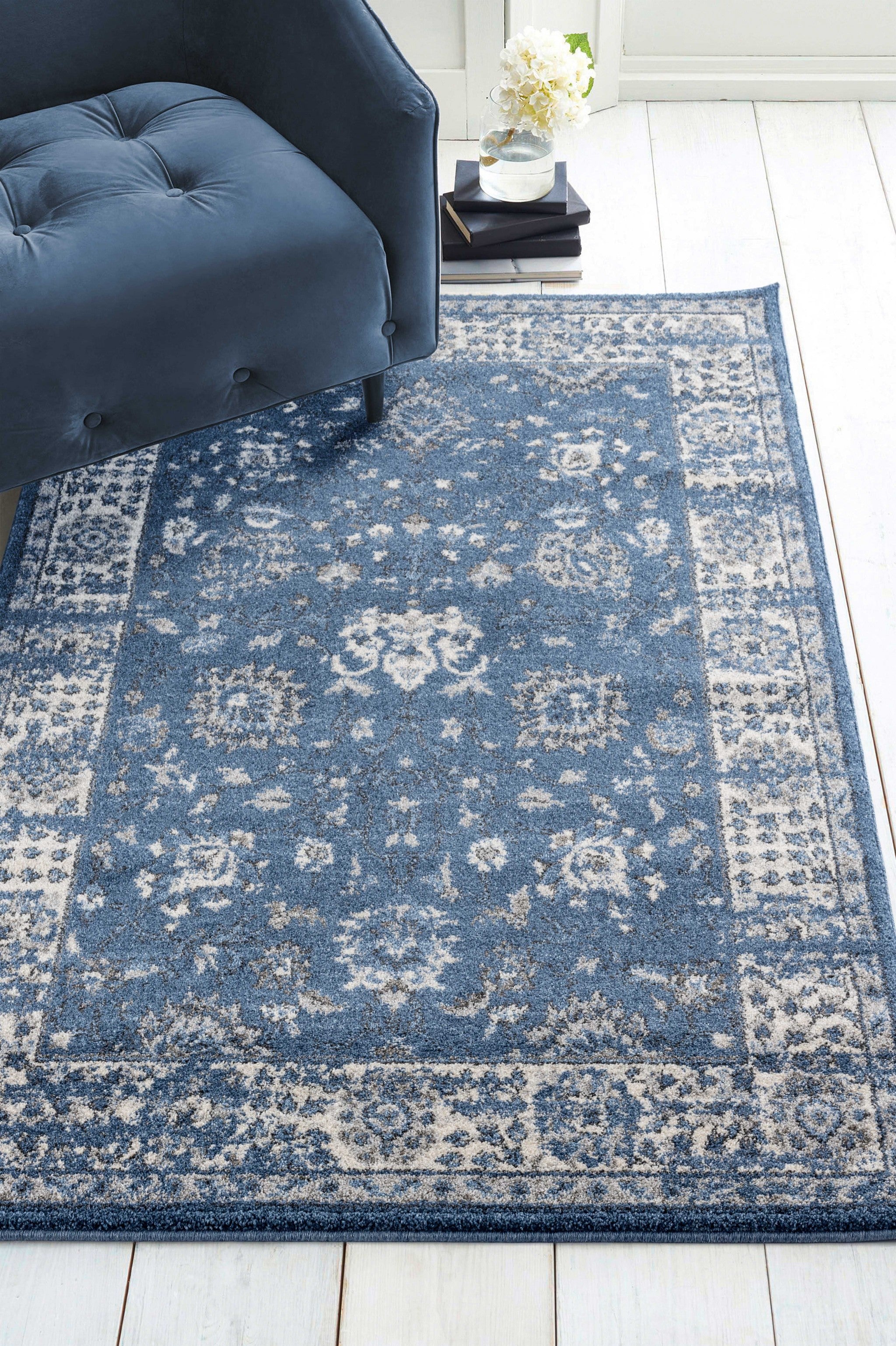63" x 86" Midnight Blue Polypropylene Area Rug