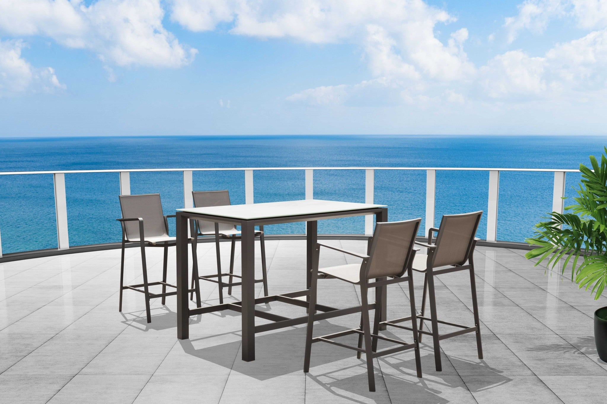 60" X 35" X 41" Taupe Bar Table