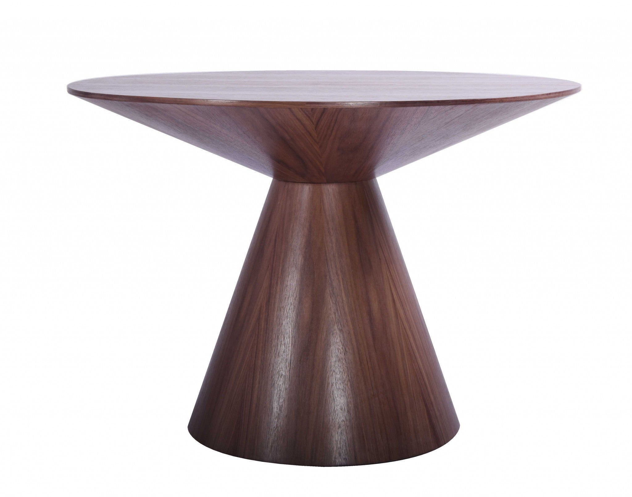 47" X 47" X 30" Walnut Veneer Round Dining Table