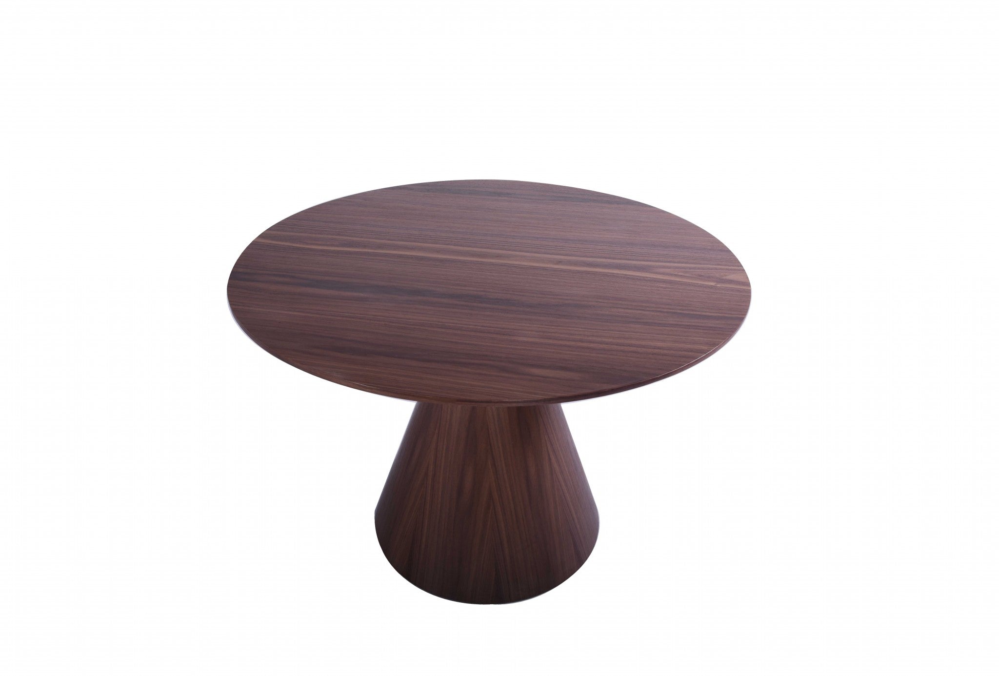 47" X 47" X 30" Walnut Veneer Round Dining Table