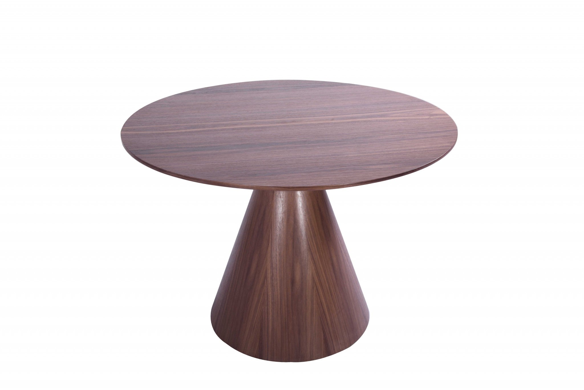 47" X 47" X 30" Walnut Veneer Round Dining Table