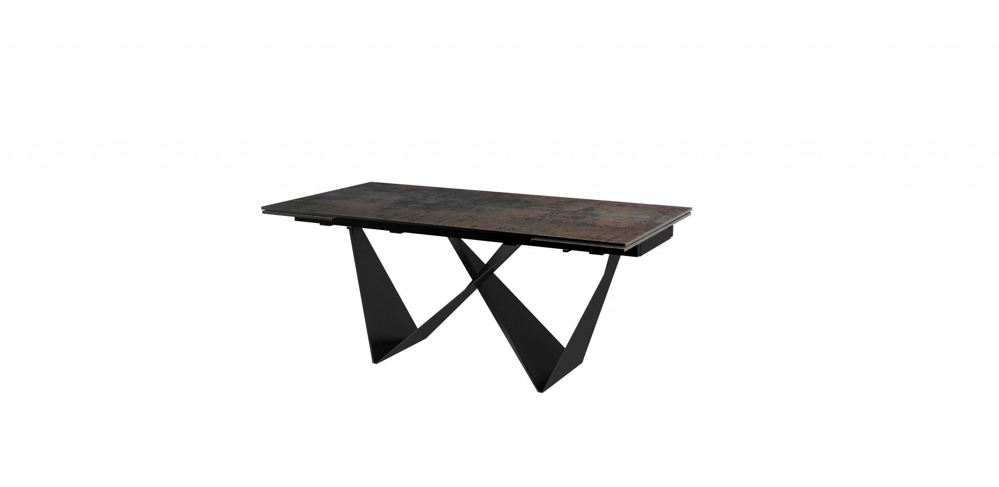 71" X 35"" X 30" Black Ceramic Metal Dining Table