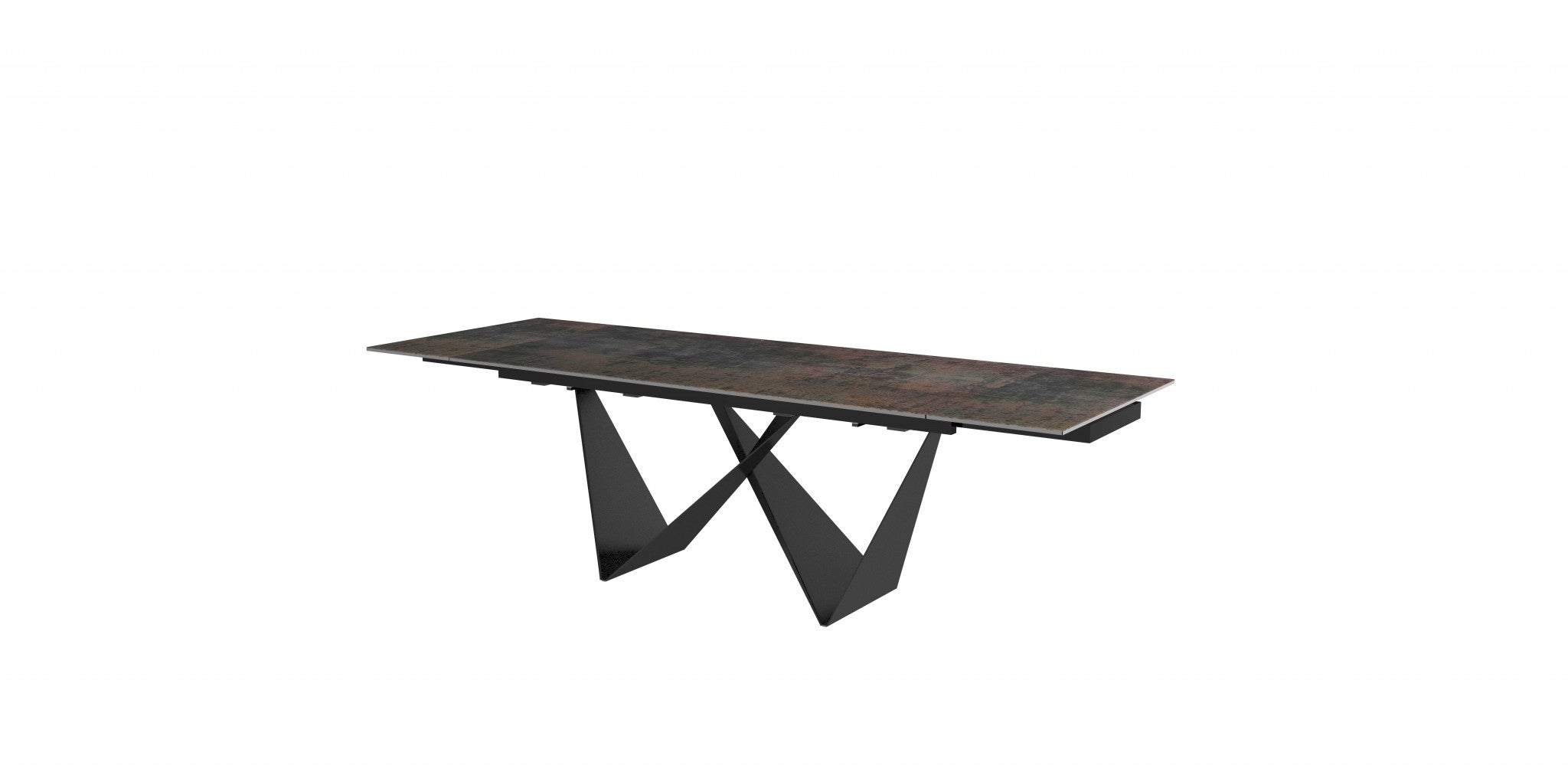 71" X 35"" X 30" Black Ceramic Metal Dining Table