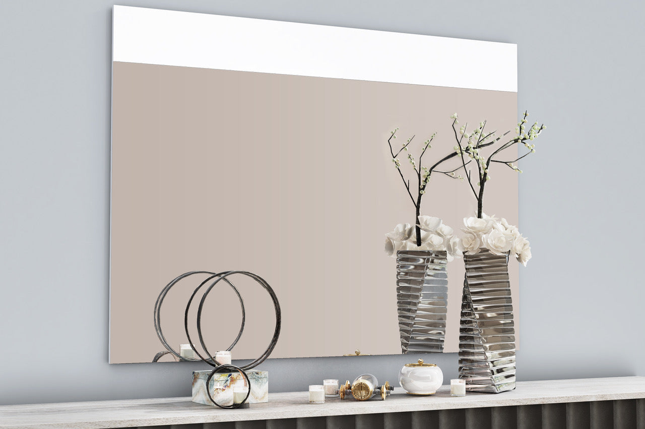 63" X 1" X 47" Gloss White Glass Mirror