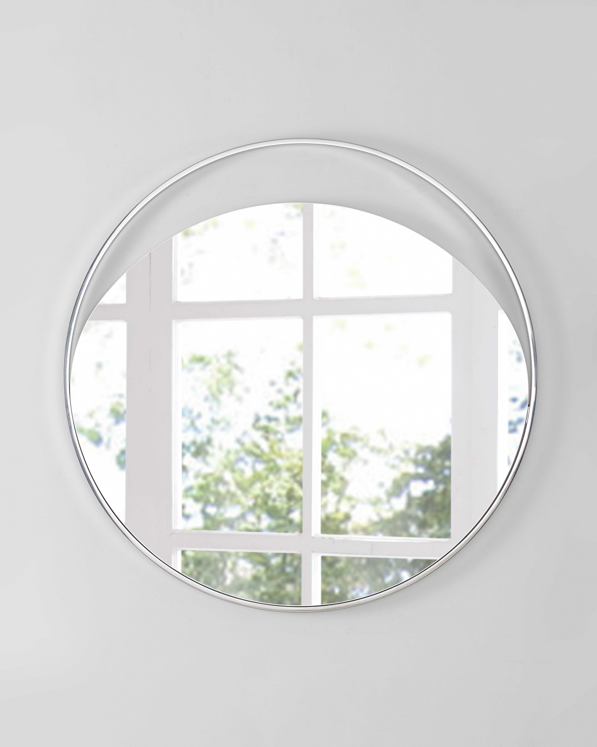 40" X 1.5" X White Glass Large Round Mirror