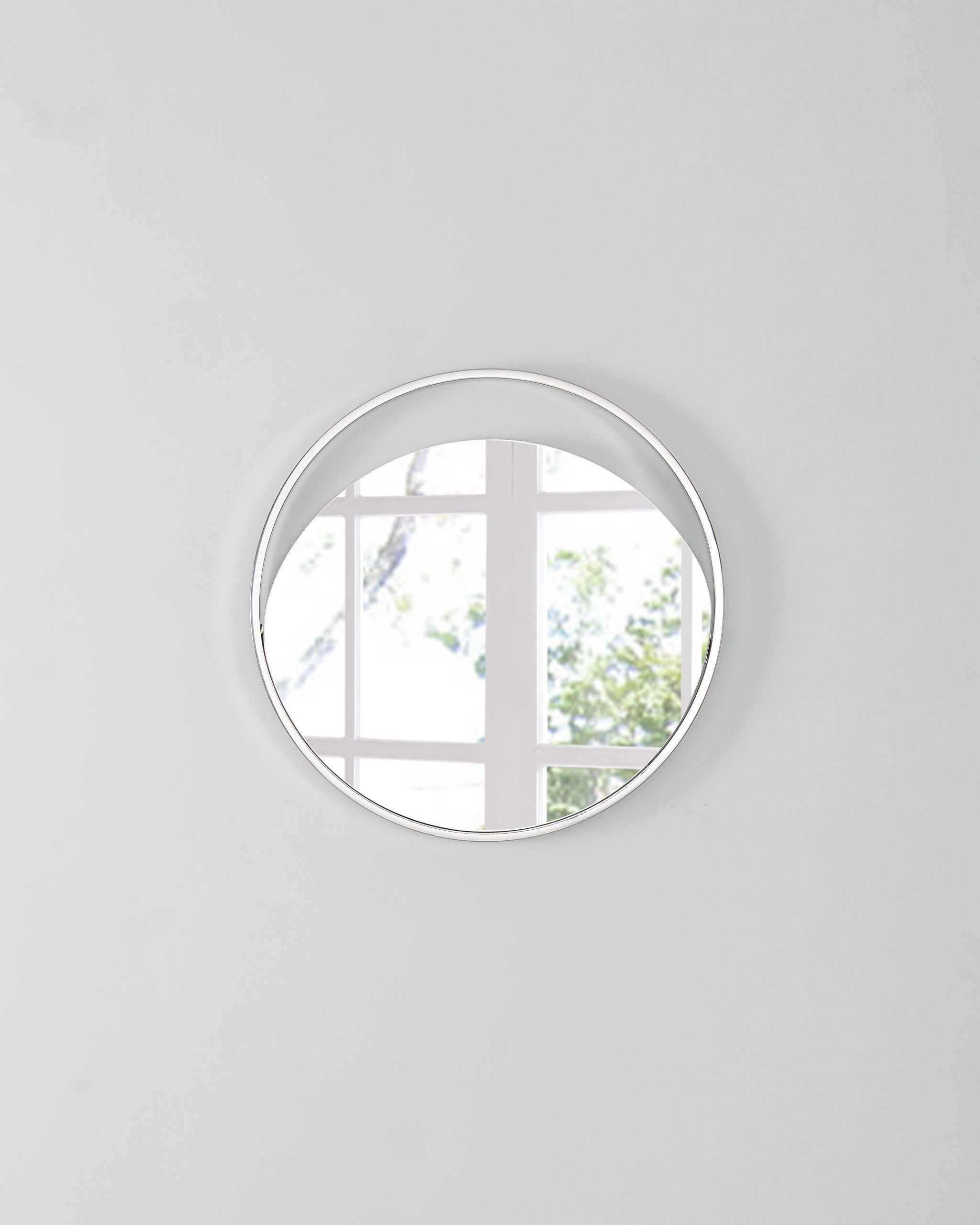 23" X 1.5" X White Glass Small Round Mirror