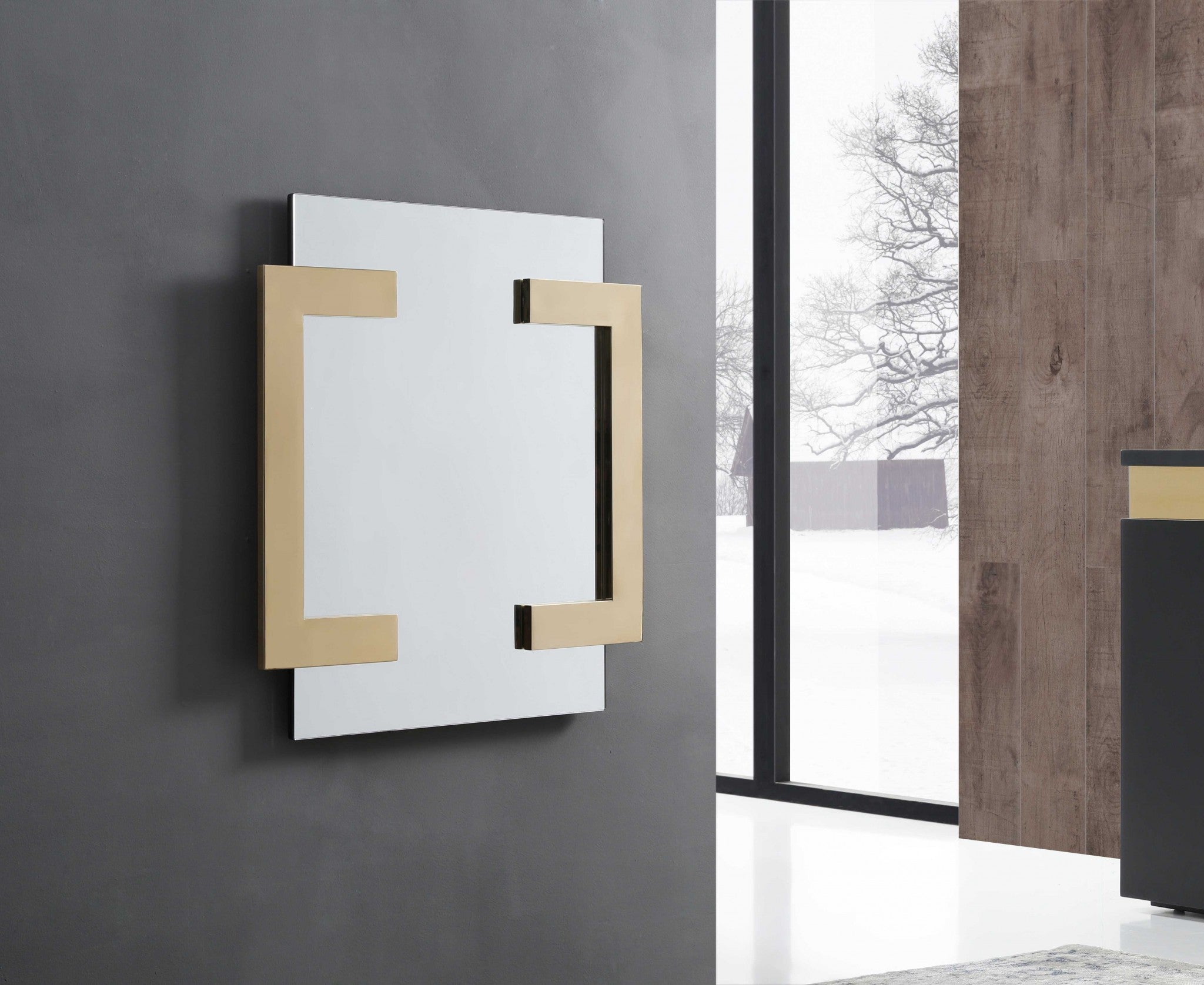 35" X 35" X 2" Polished Gold Stainless Steel Mirror