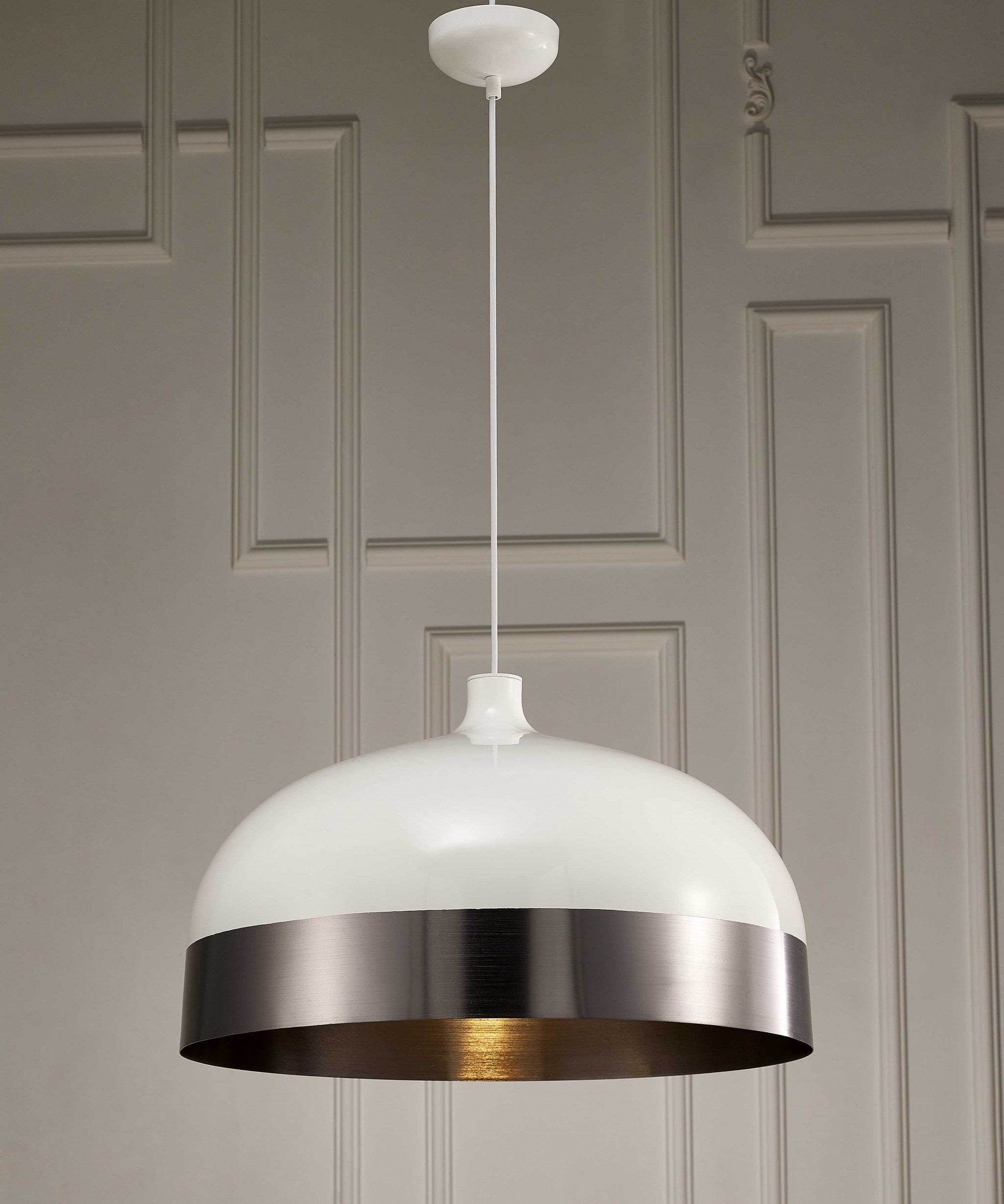 22" X 22" X 13.5" Silver Aluminum Pendant Lamp
