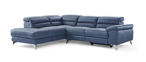 109" X 88" X 31"/40" Navy Blue Leather Sectional