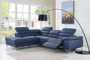 109" X 88" X 31"/40" Navy Blue Leather Sectional